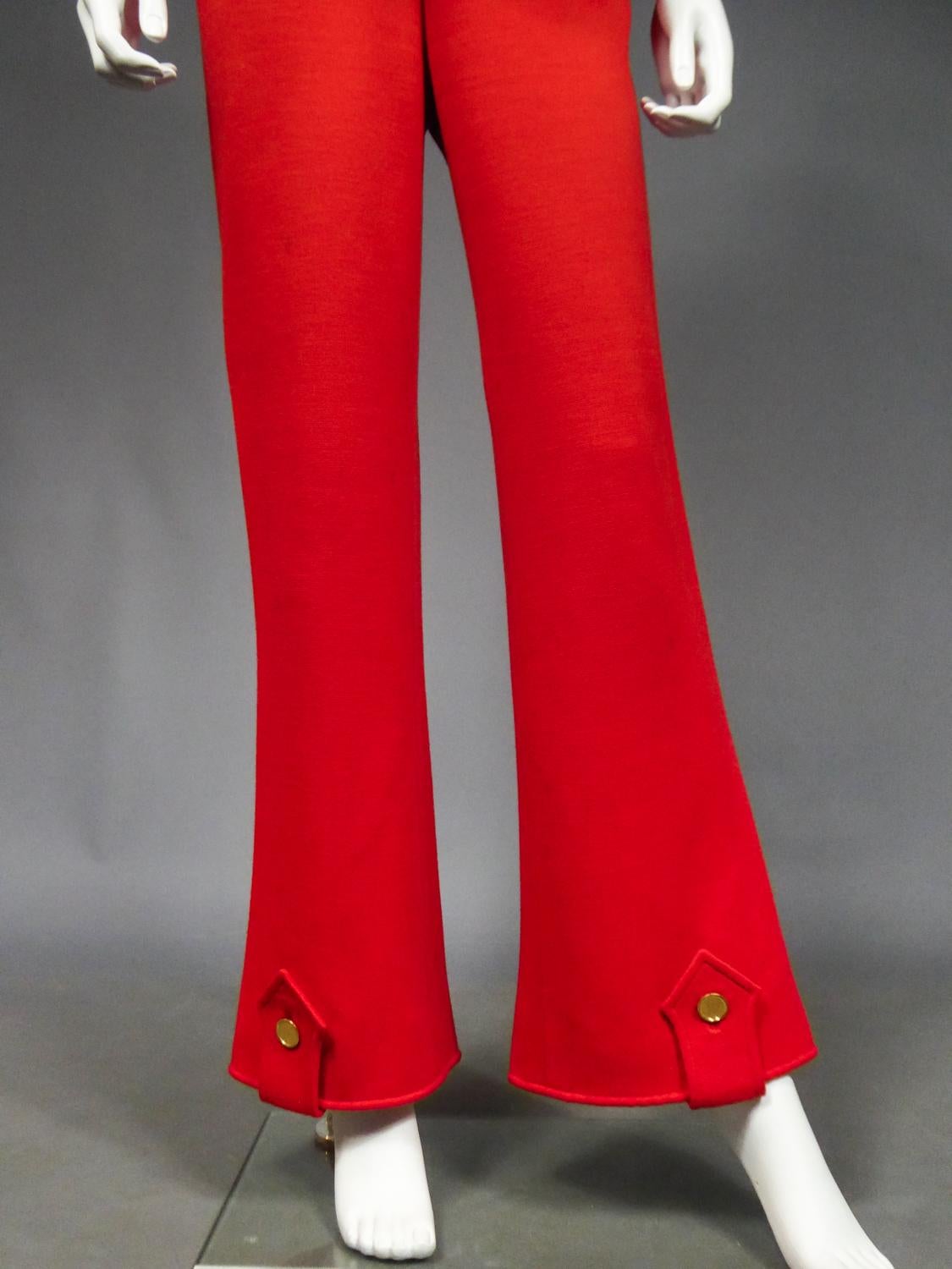 Women's André Courrèges Couture Tunic and Pants Numbered 7852 and 7857 Circa 1972