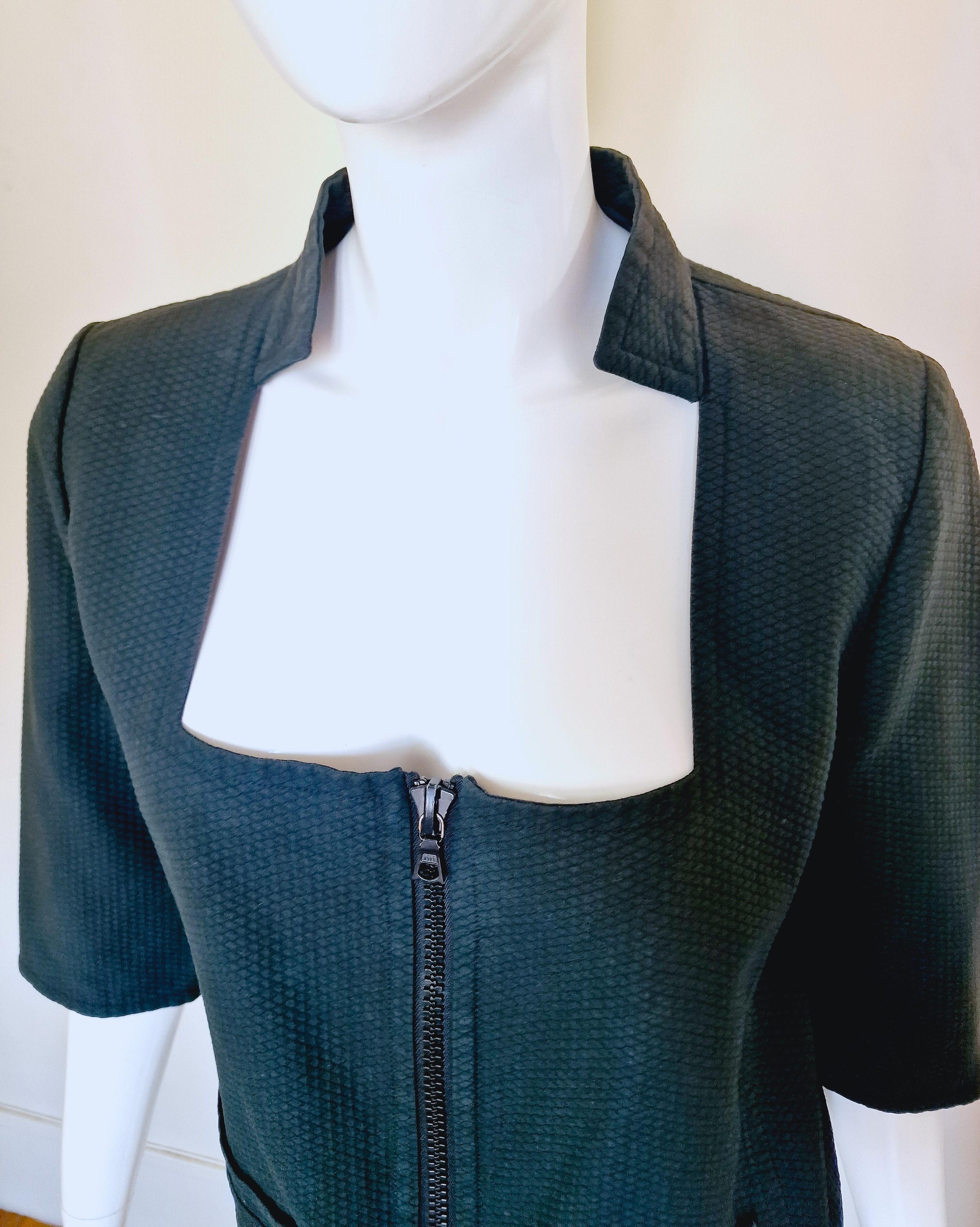 André Courrèges Crop Zipper Cotton Logo 90s Square Neck X-large Tee Top Jacket For Sale 6