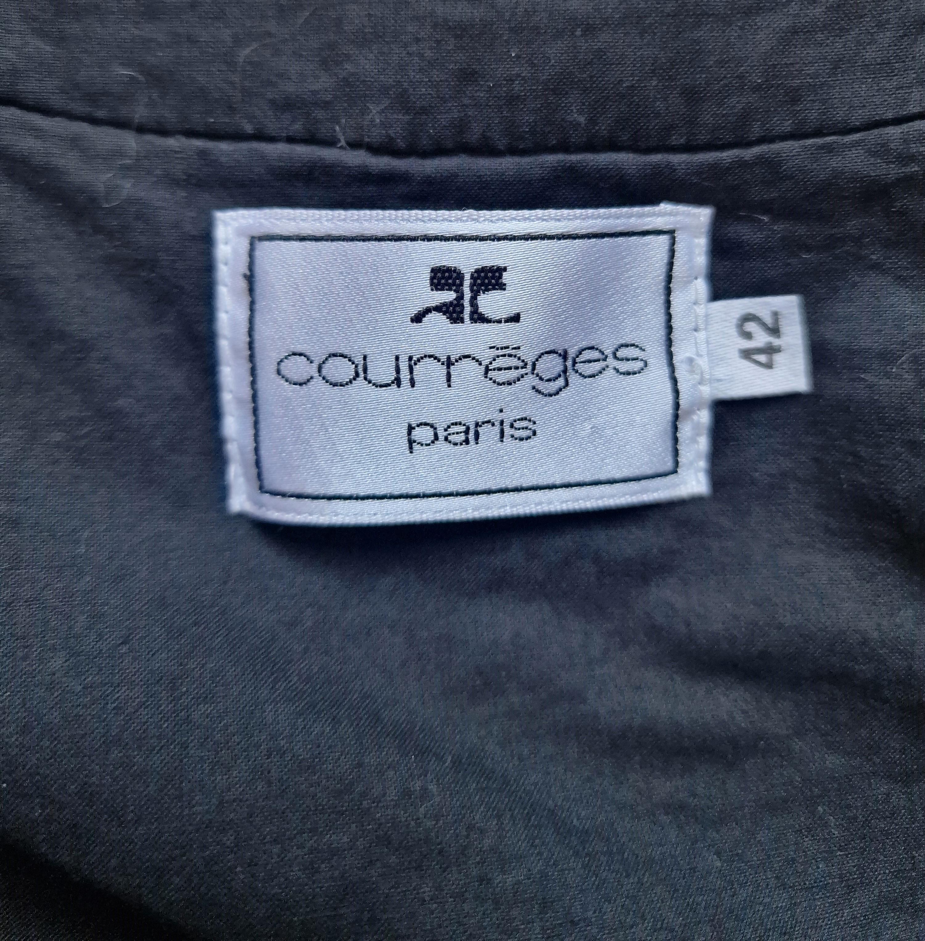 André Courrèges Crop Zipper Cotton Logo 90s Square Neck X-large Tee Top Jacket For Sale 7