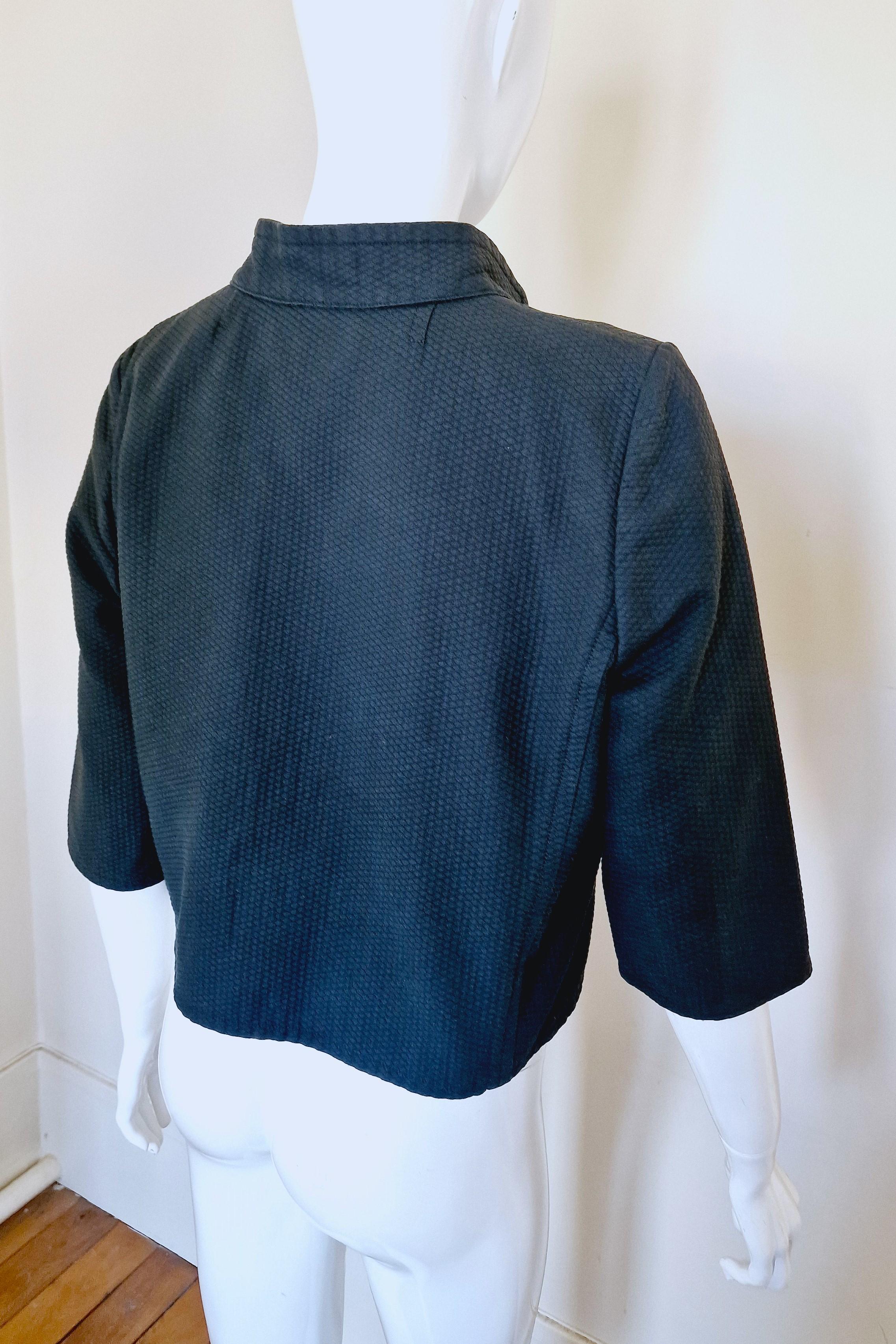 André Courrèges Crop Zipper Cotton Logo 90s Square Neck X-large Tee Top Jacket In Excellent Condition For Sale In PARIS, FR