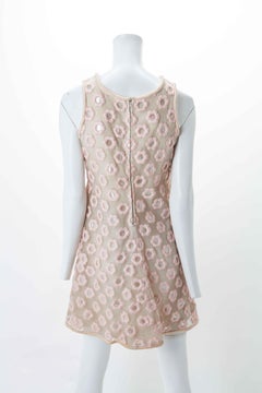 André Courrèges Custom-Made Nude Mini-Dress with Pink Daisy Motif, ca. 1960s