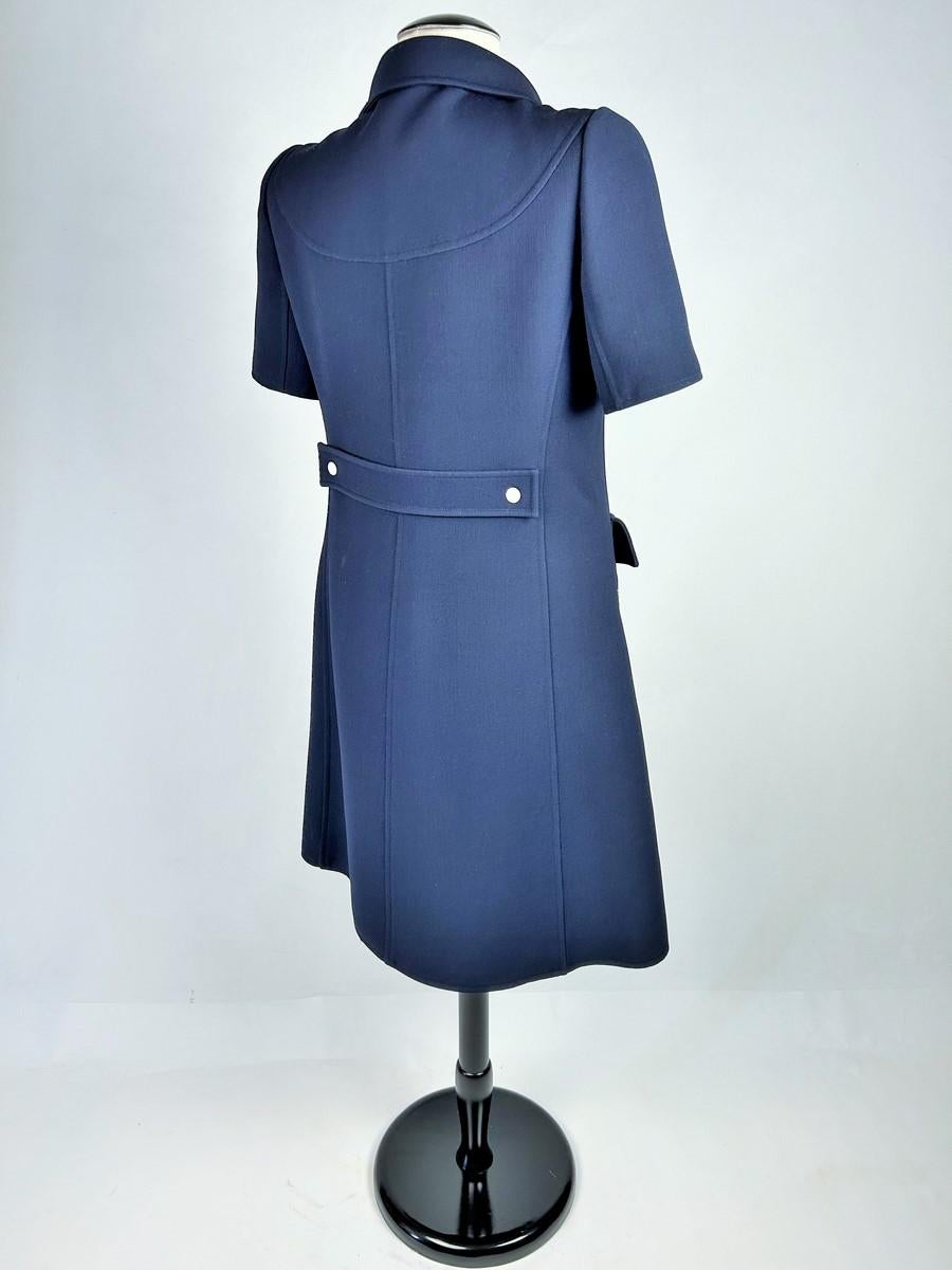 André Courrèges Haute Couture dress in navy jersey with white zips Circa 1970 For Sale 5