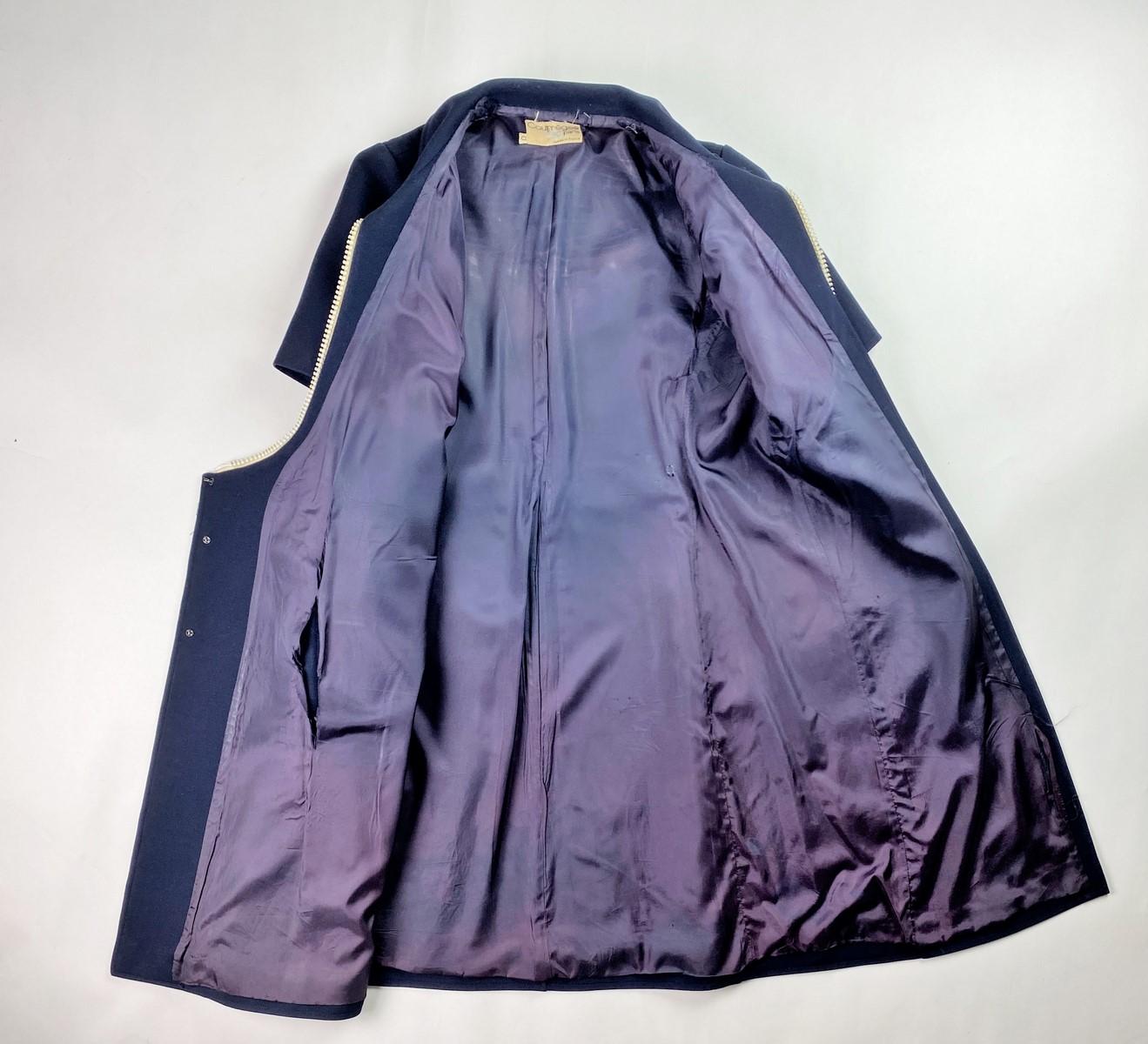 André Courrèges Haute Couture dress in navy jersey with white zips Circa 1970 For Sale 9