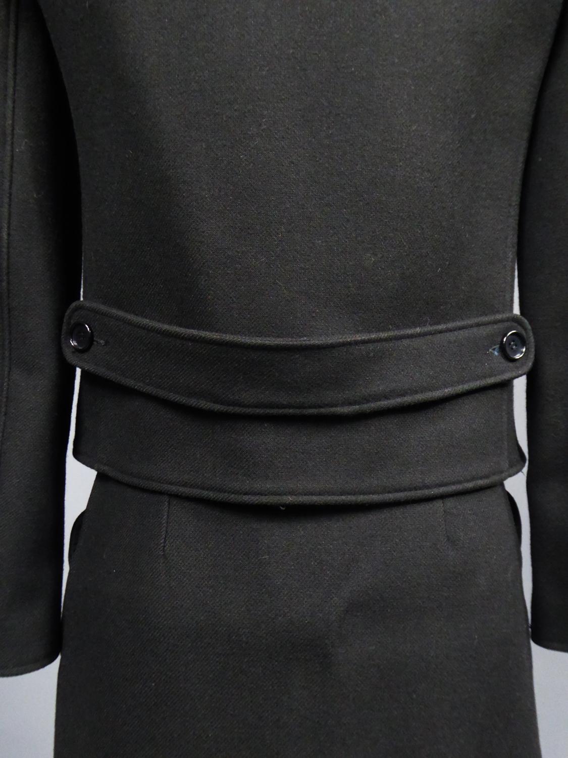 André Courrèges Haute Couture Skirt Suit In Black Wool Circa 1968/1975 For Sale 9