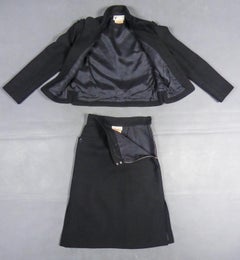 André Courrèges Haute Couture Skirt Suit In Black Wool Circa 1968/1975