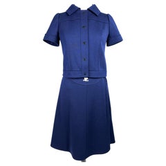 André Courrèges skirt suit in navy wool - French circa 1968–1972