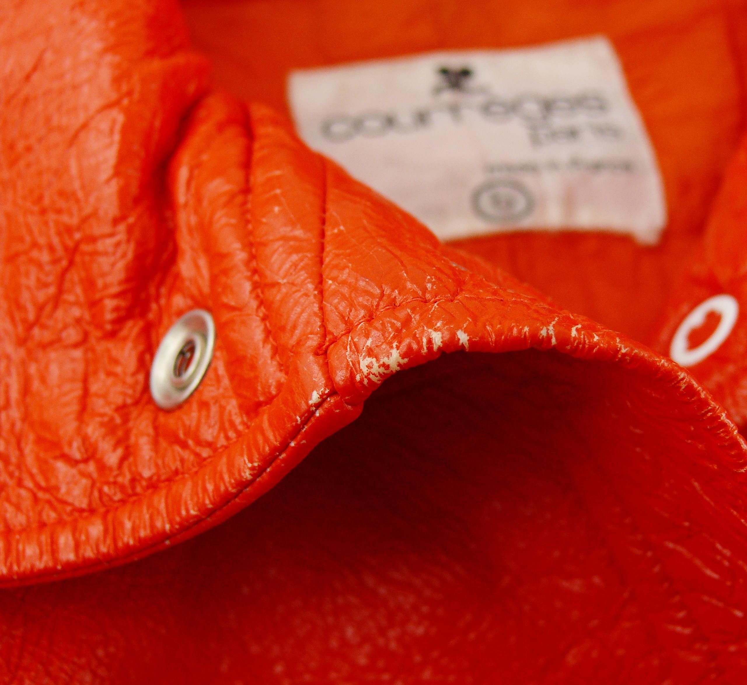 Andre Courreges Vintage Signature Logo Orange Vinyl Jacket 2