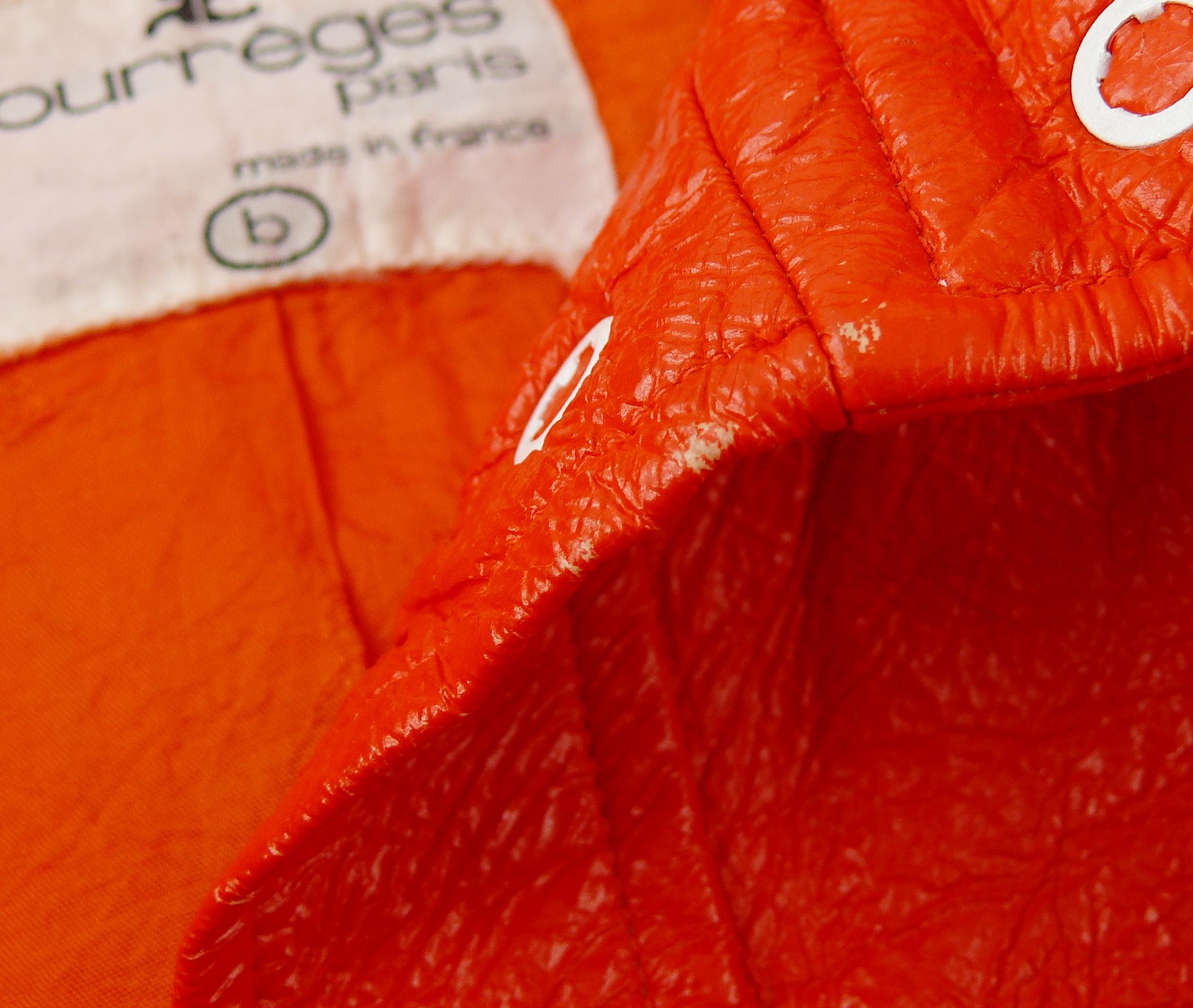 Andre Courreges Vintage Signature Logo Orange Vinyl Jacket 3