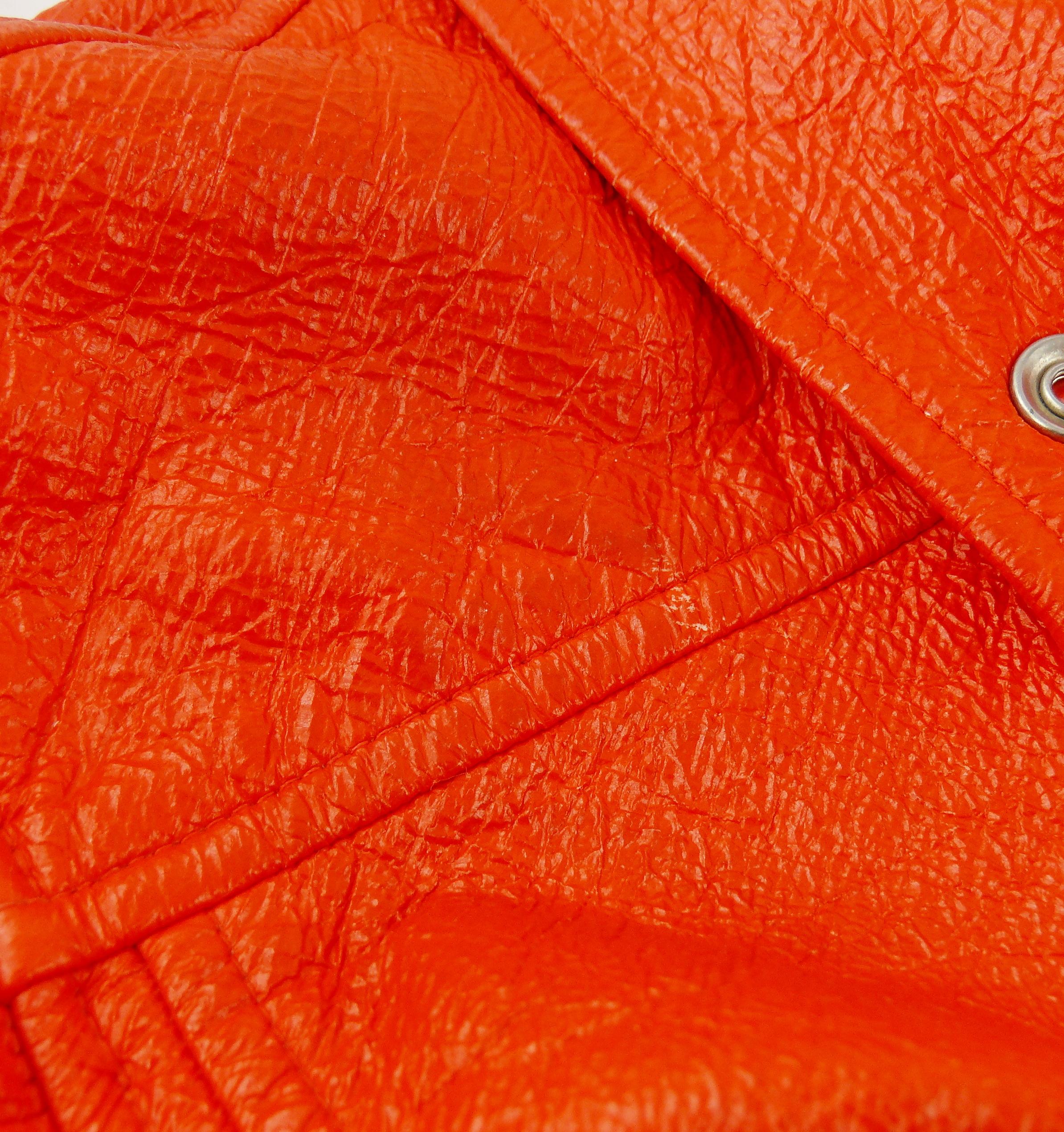 Andre Courreges Vintage Signature Logo Orange Vinyl Jacket 5