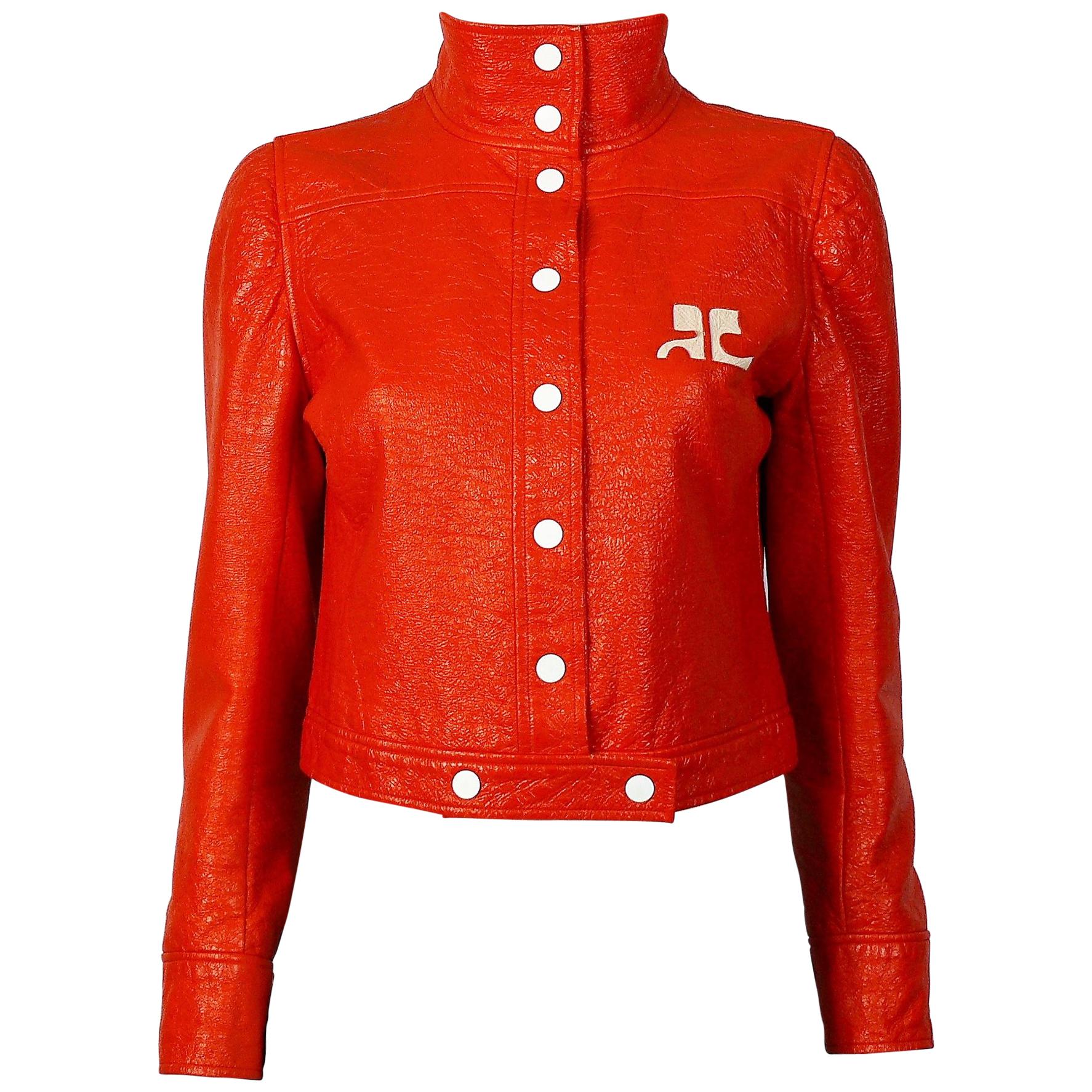 Andre Courreges Vintage Signature Logo Orange Vinyl Jacket