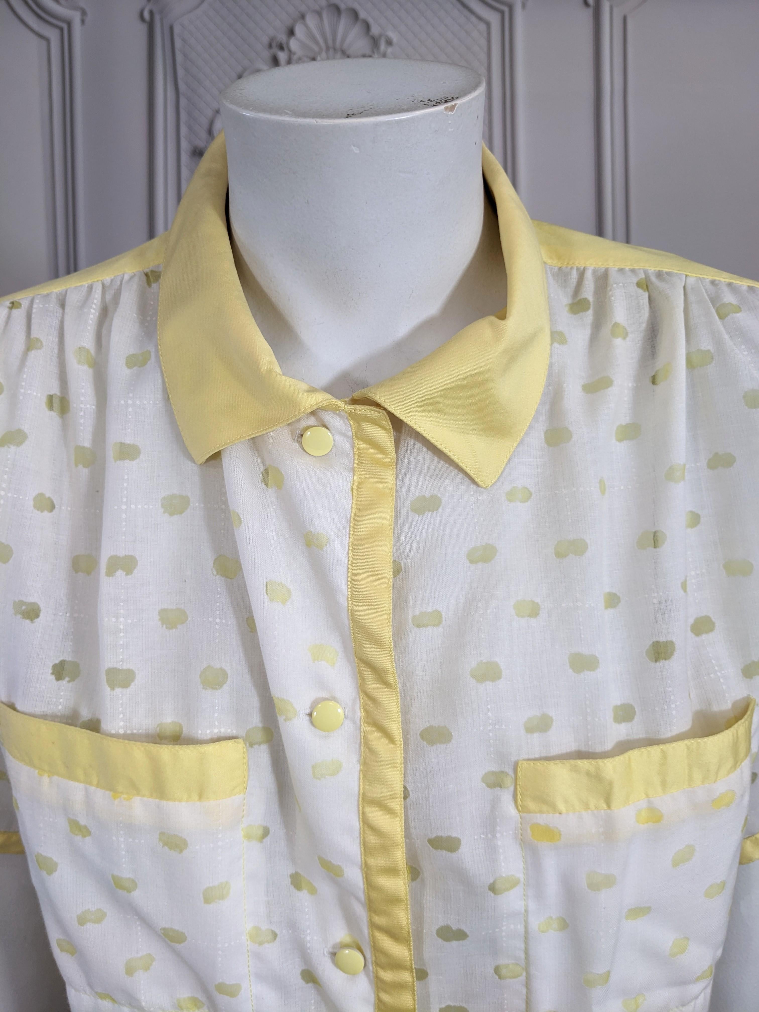 Gray Andre Courreges Yellow Cloud Voided Blouse For Sale