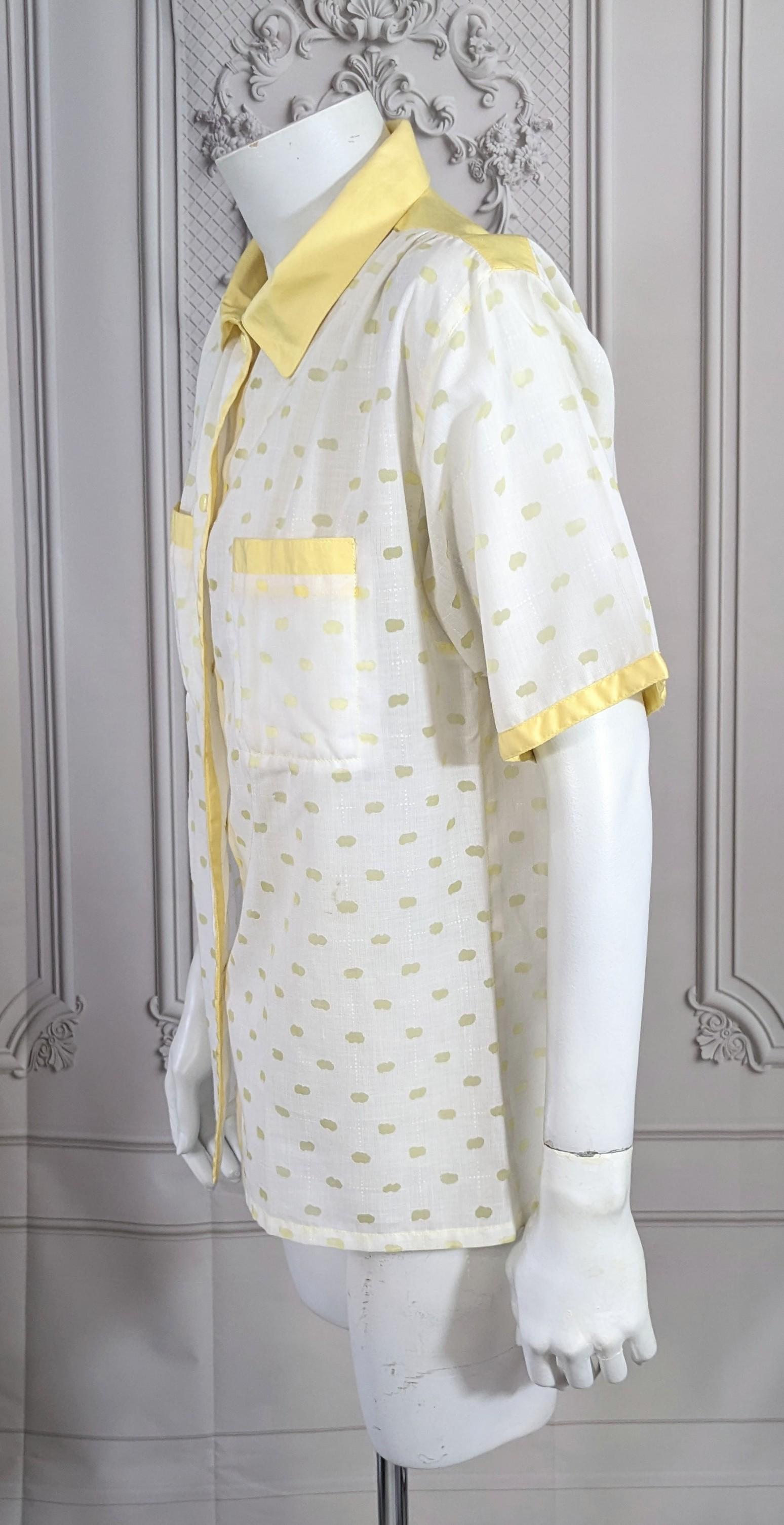 Andre Courreges Yellow Cloud Voided Blouse In Good Condition For Sale In New York, NY