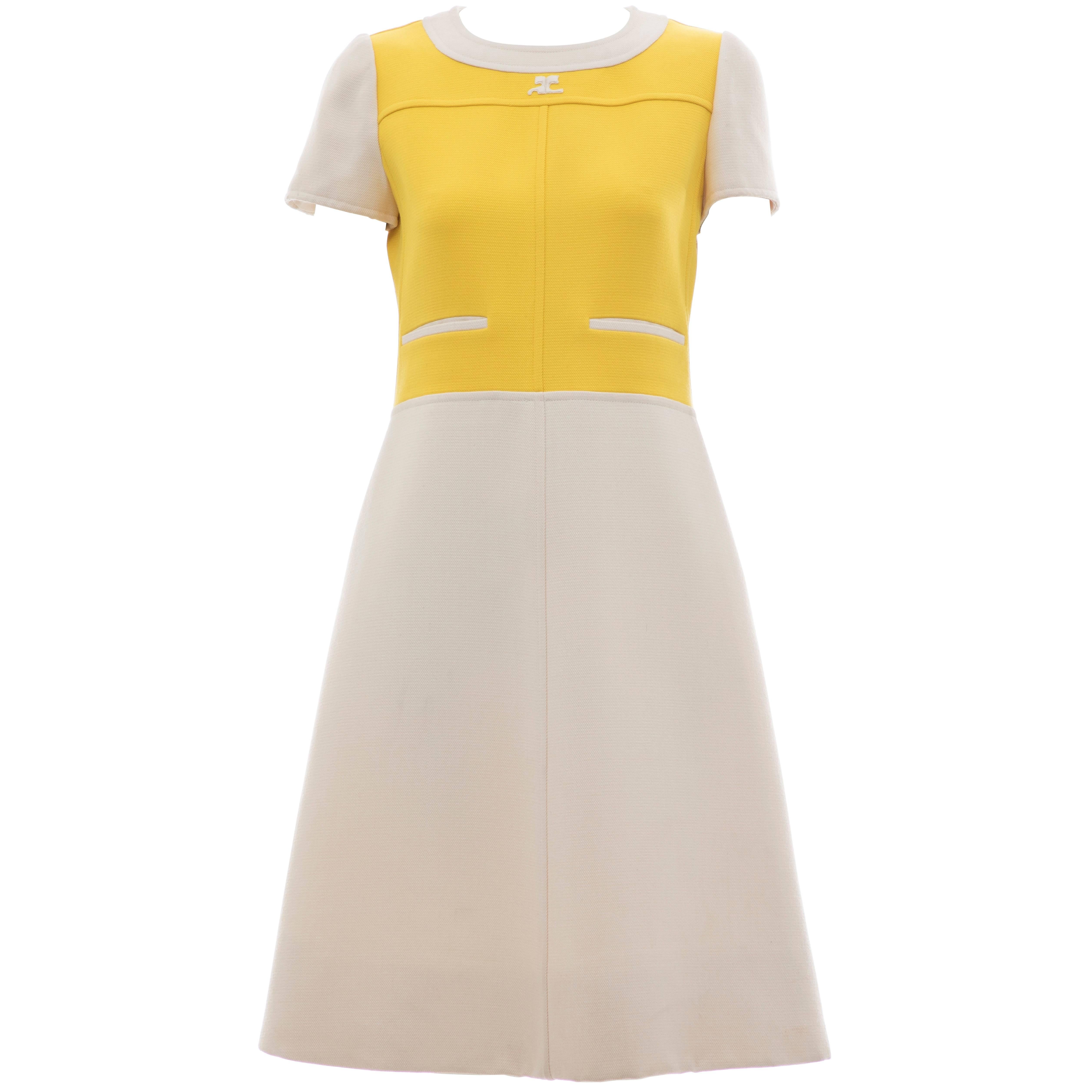 Andre Courreges Wool A-Line Dress , Circa 1960's For Sale