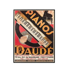 Art Deco Lithograph Posted Entitled "Pianos Daude" by Andre Daude