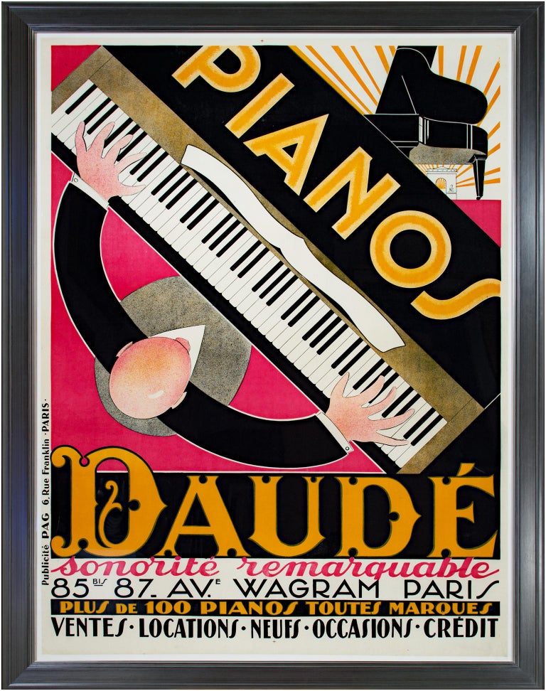 Andre Daude - "Pianos Daude, " Original Color Lithograph Poster for Pianos  by Andre Daude at 1stDibs | daude piano poster, pianos daude poster, piano  daude poster
