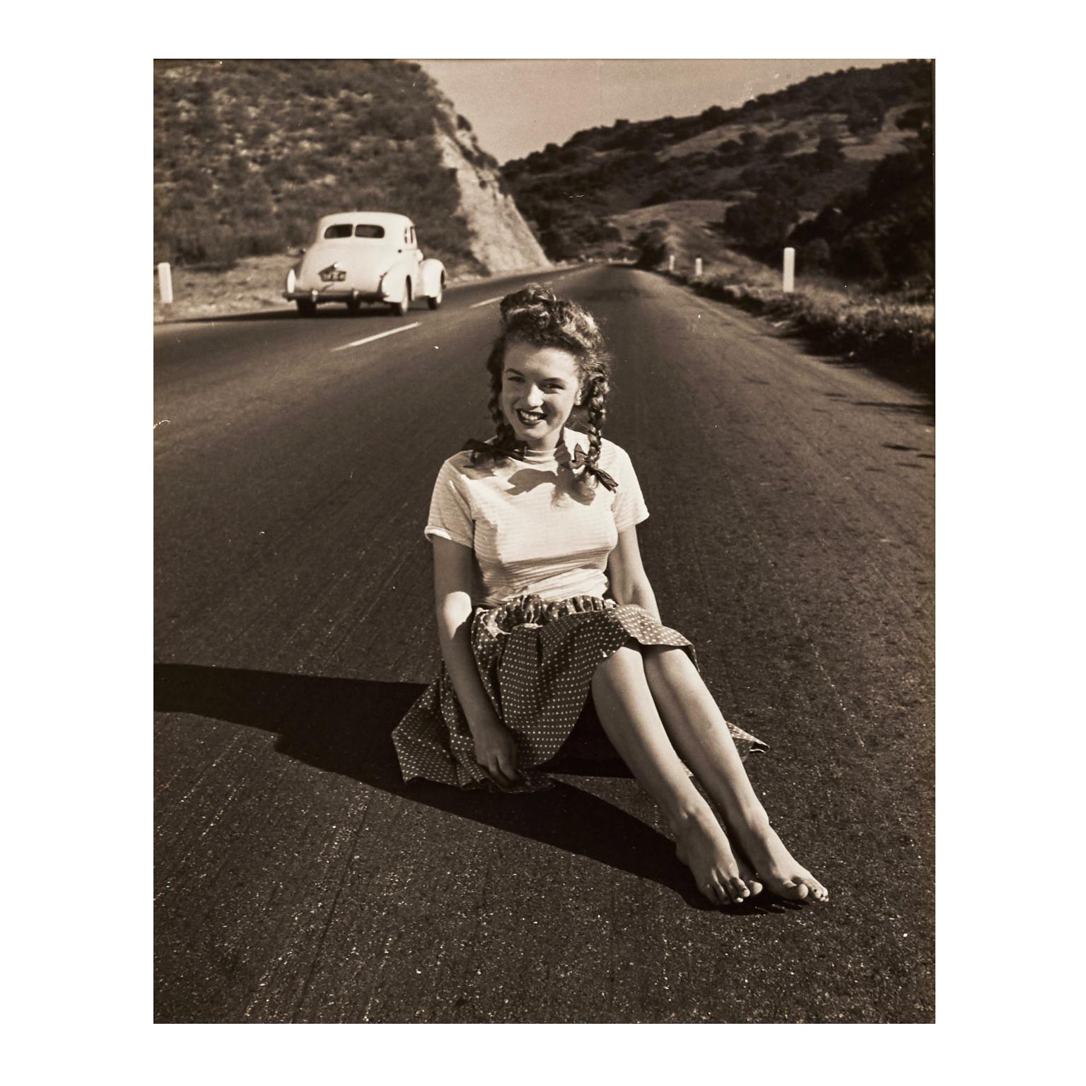 Andre de Dienes Portrait Photograph - Marilyn Monroe ' Life on the Road' by André de Dienes- Vintage, Black and White