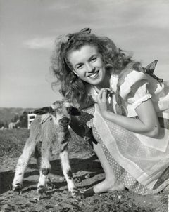 Marilyn Monroe 'Norma Jeane' Posed with Lamb Vintage Original Photograph