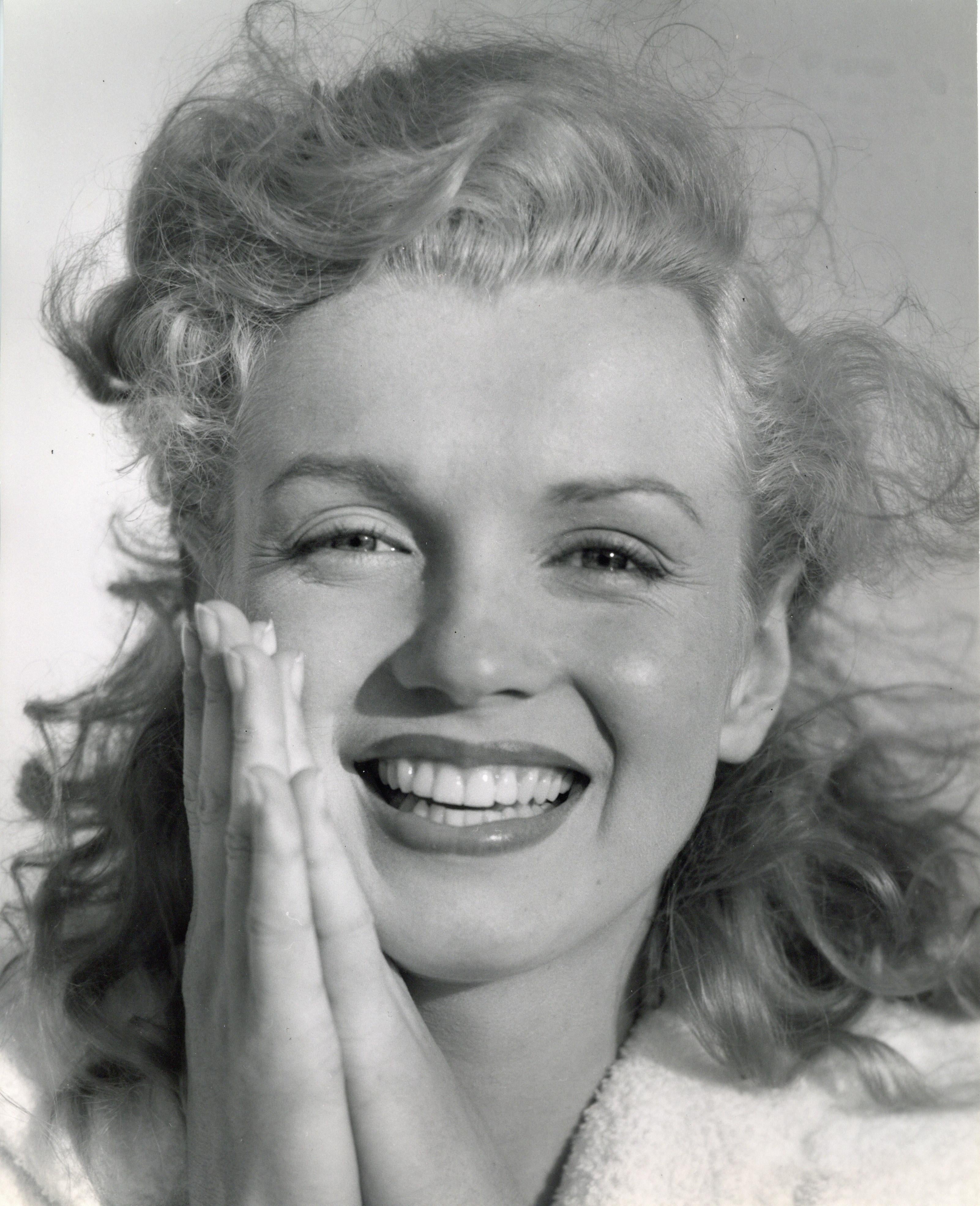 Andre de Dienes Portrait Photograph - Marilyn Monroe Smiling Up Close Vintage Original Photograph