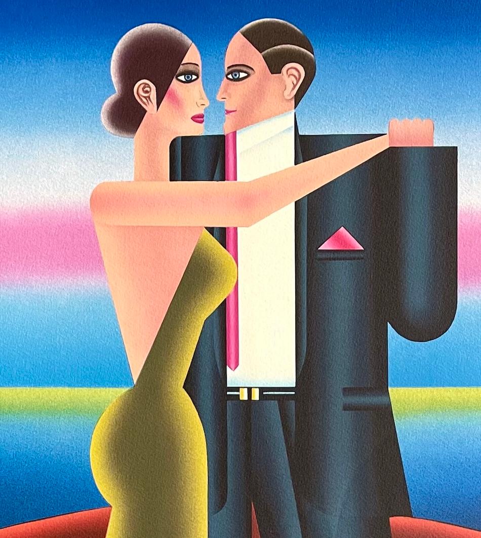 THE DANCE Litografia firmata, Coppia di ballerini, Arte moderna Deco, Artista polacco - Print Art Déco di Andre de Krayewski
