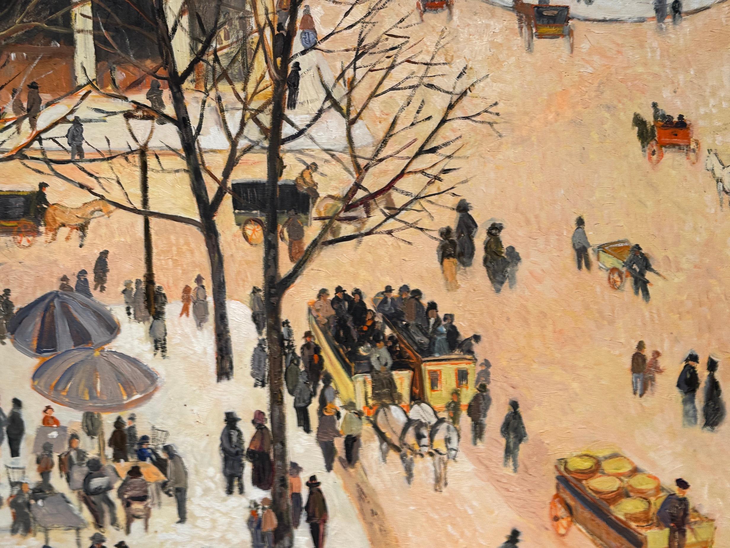 Impressionist City scene with figures, horses coaches possibly Paris For Sale 3