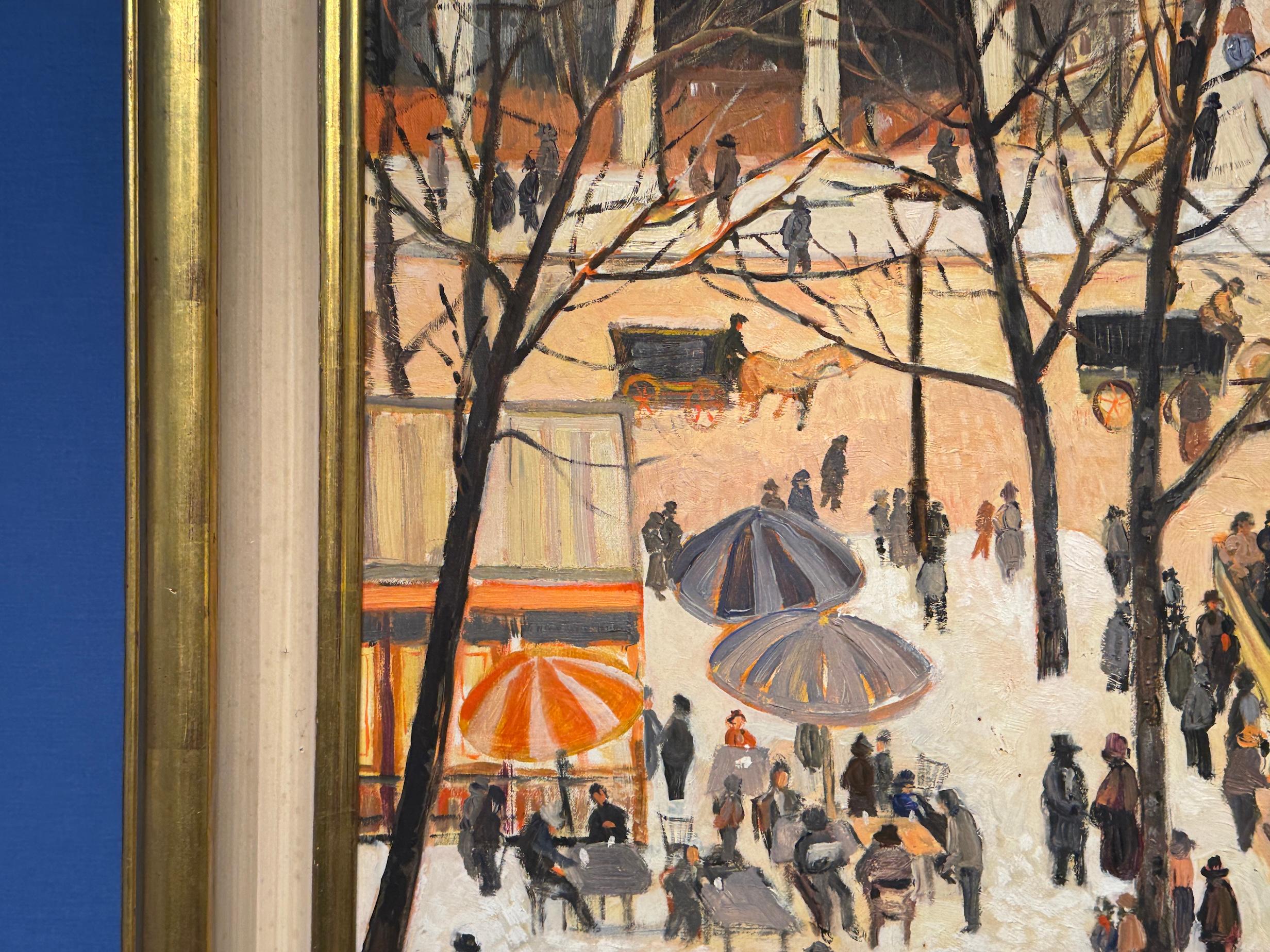 Impressionist City scene with figures, horses coaches possibly Paris For Sale 4