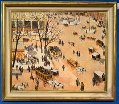 Impressionistische Stadtszene mit Figuren, Pferden Kutschen möglicherweise Paris