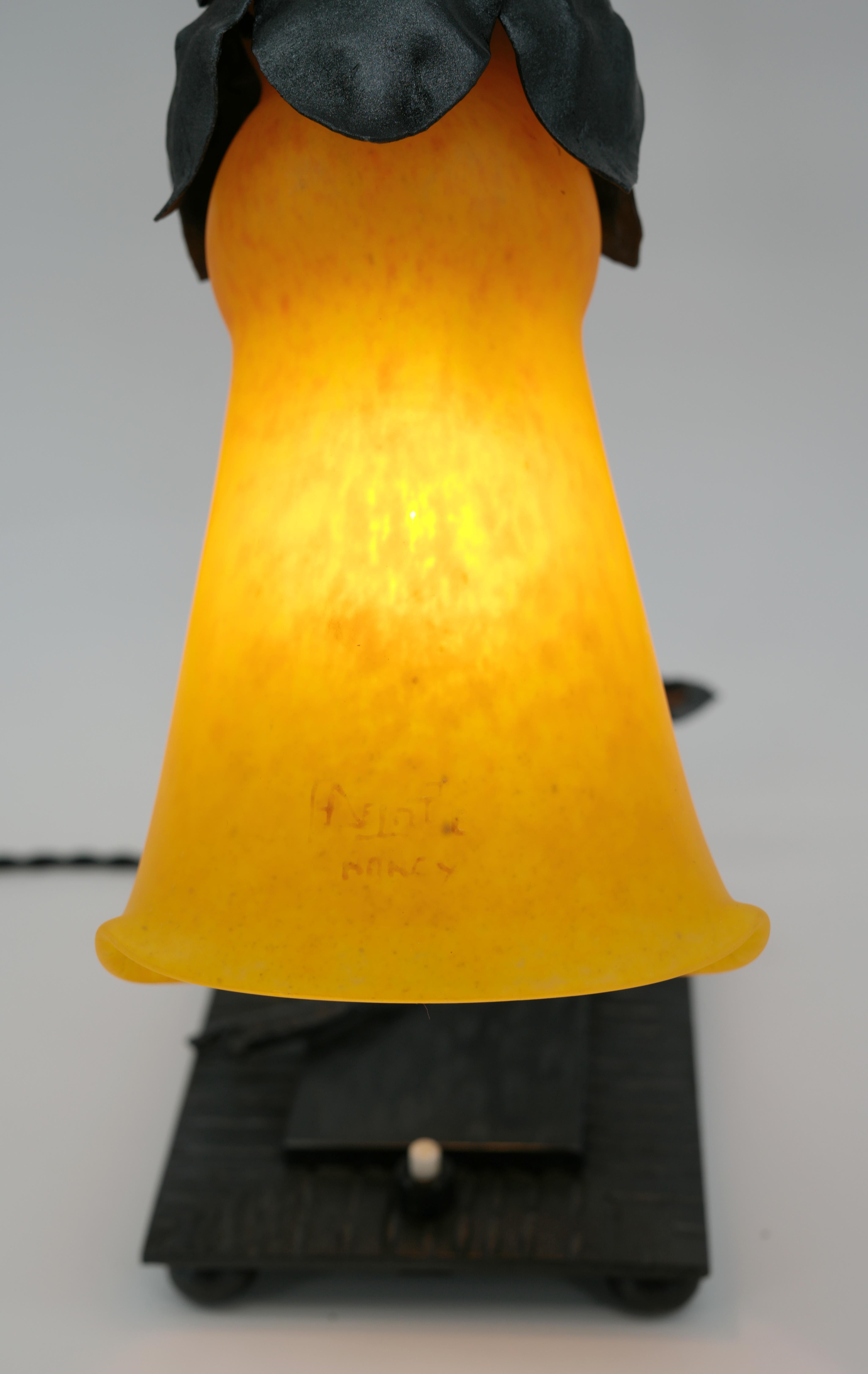 Französische Art-déco-Tischlampe Bindweed von Andre Delatte, Art déco, 1920 im Angebot 5