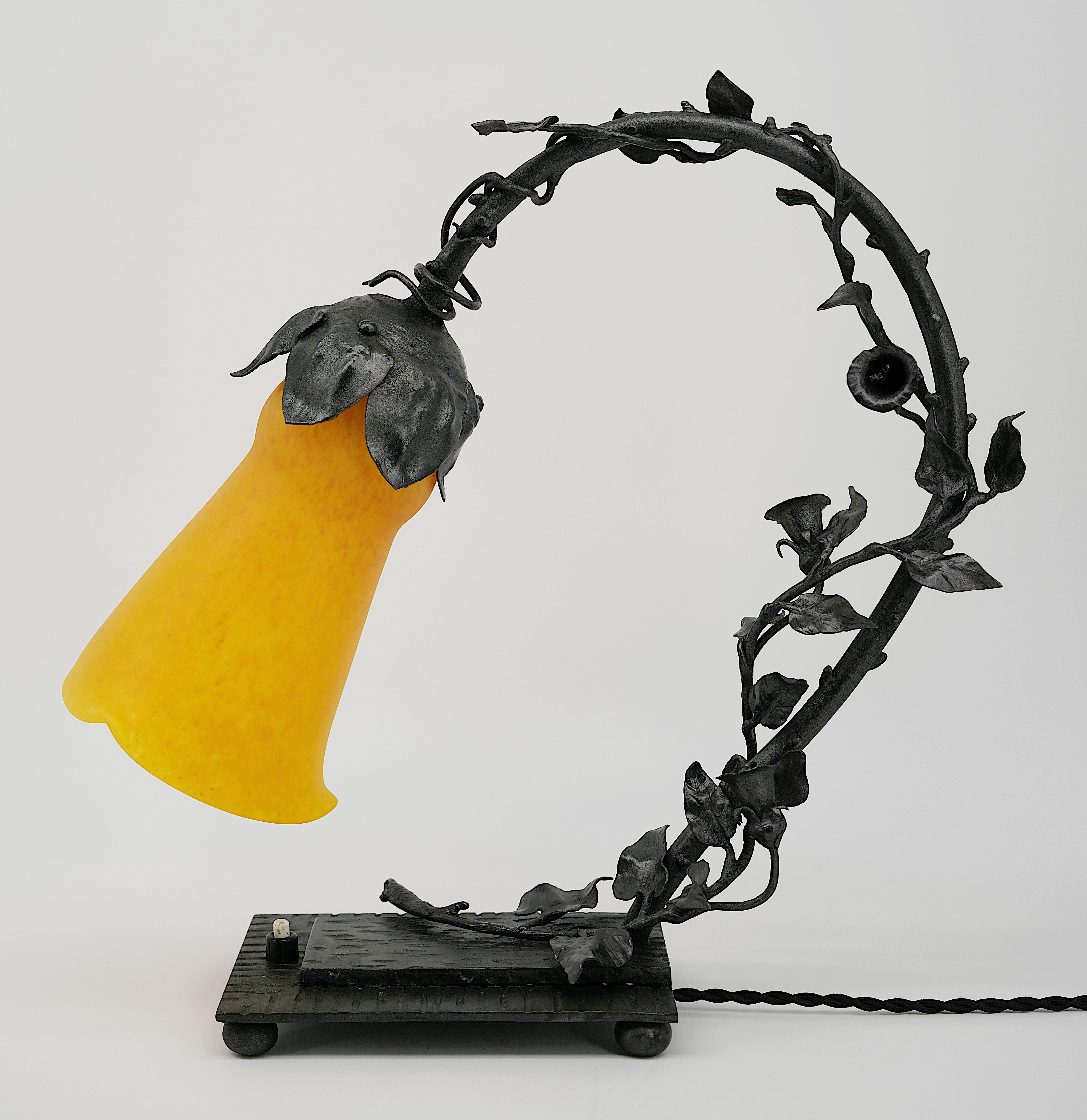 Französische Art-déco-Tischlampe Bindweed von Andre Delatte, Art déco, 1920 im Angebot 6