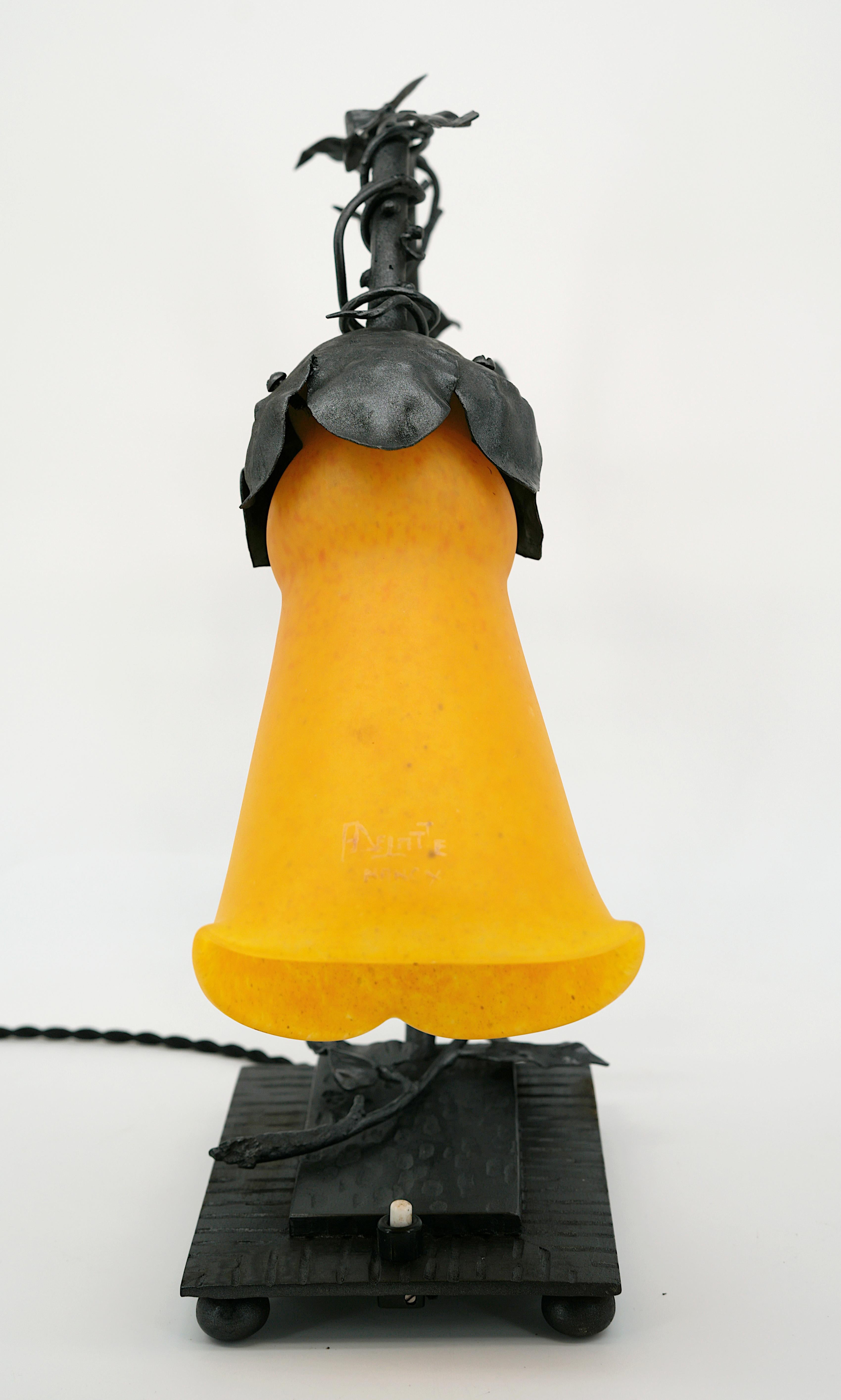 Französische Art-déco-Tischlampe Bindweed von Andre Delatte, Art déco, 1920 im Angebot 4