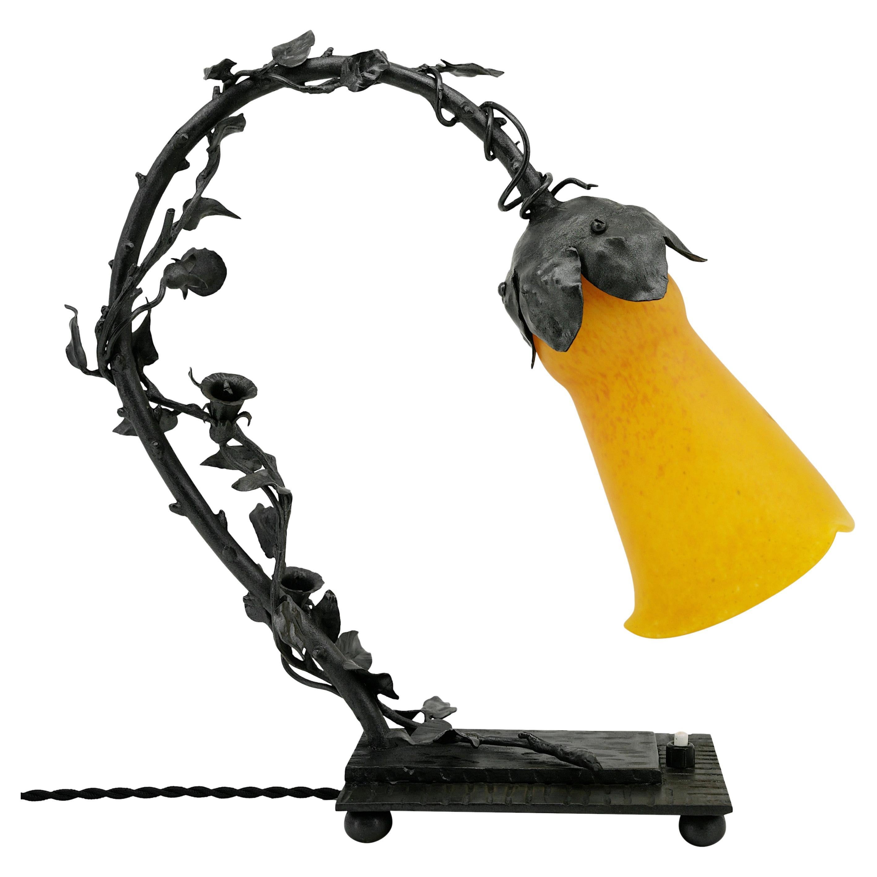 Andre Delatte French Art Deco Bindweed Table Lamp, 1920