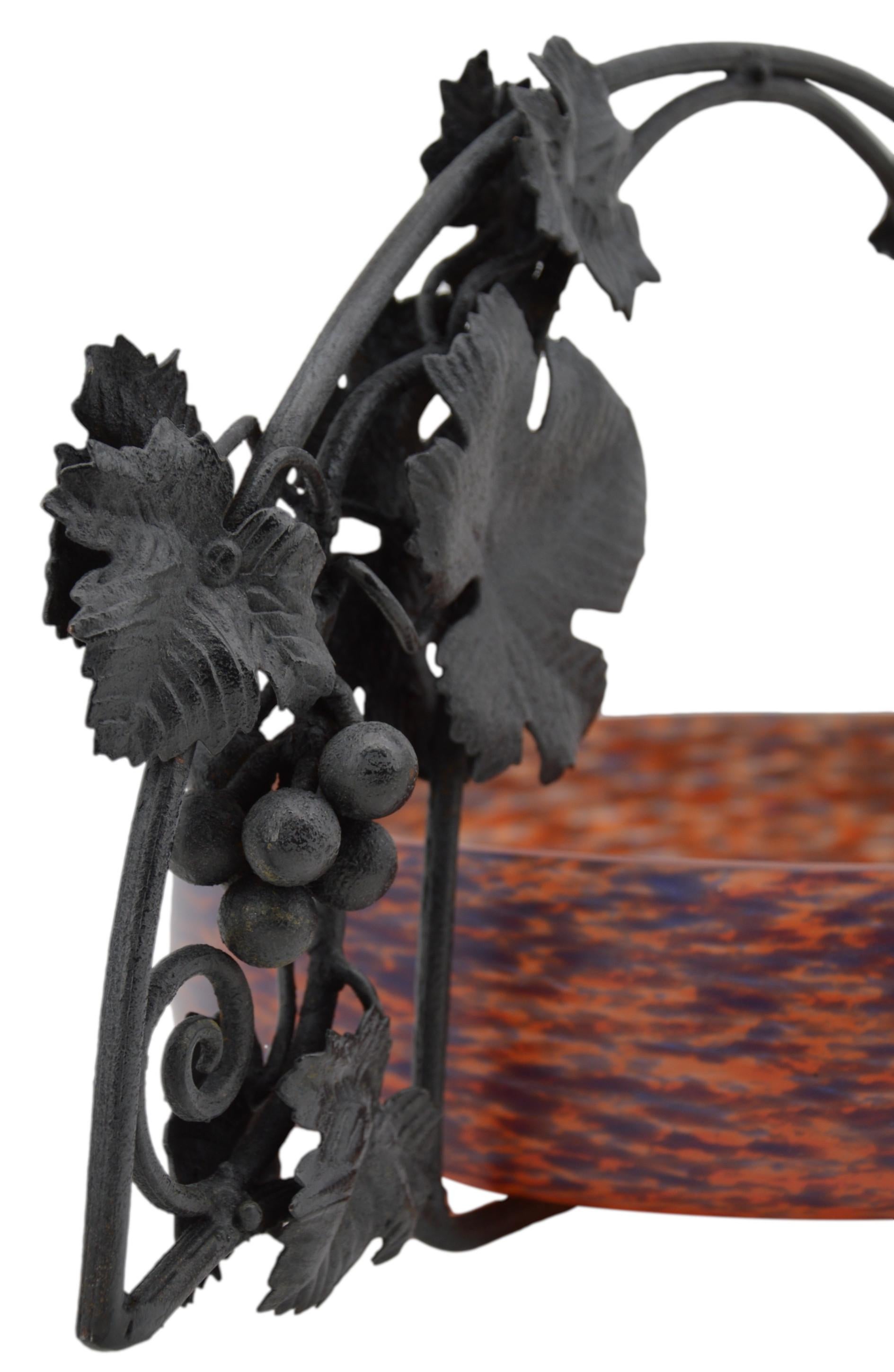 Art Glass Andre Delatte French Art Deco Fruit Bowl, Center Bowl 1920 For Sale