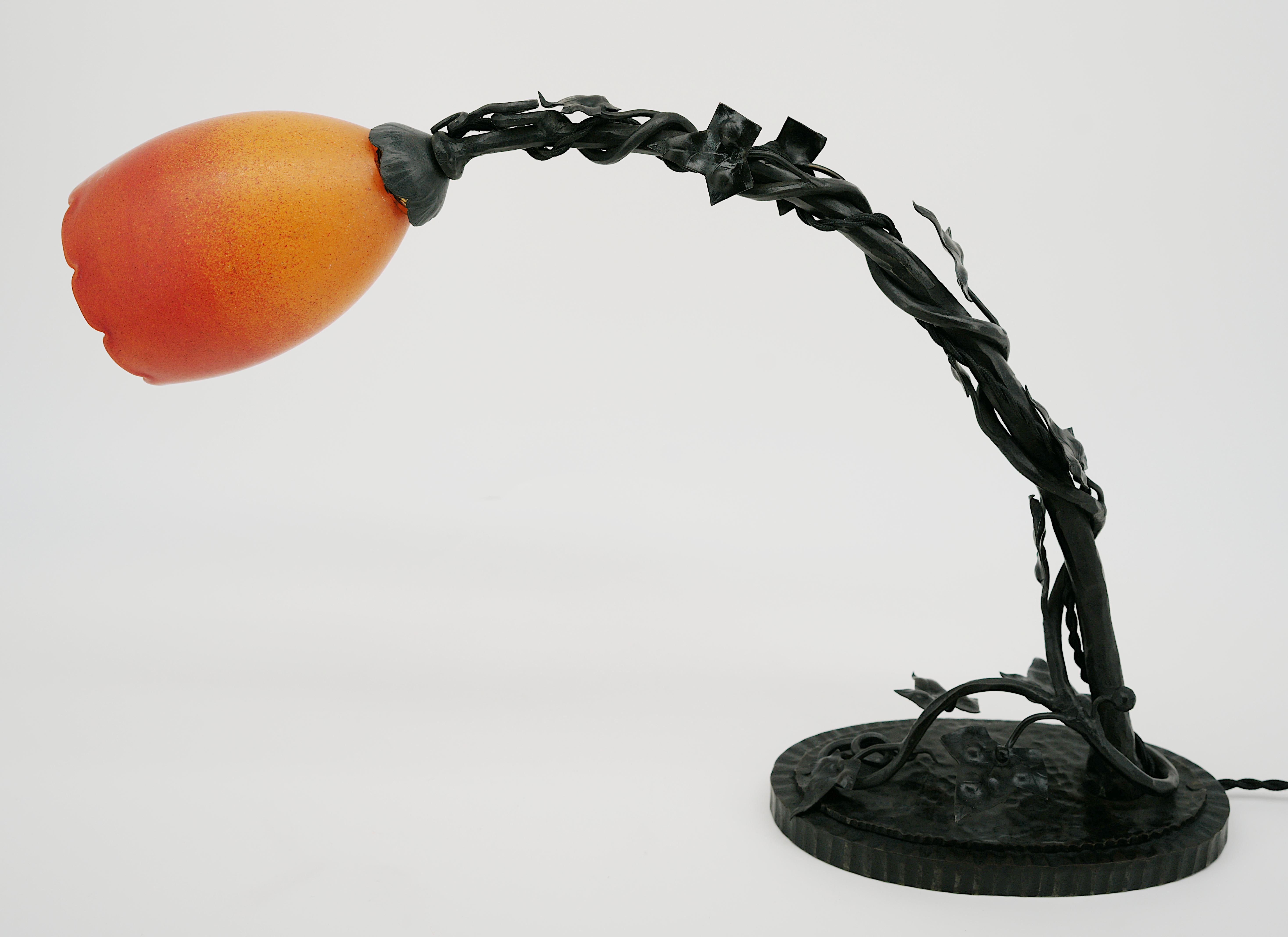 Andre DELATTE Französischer Art Deco Efeu-Tisch / Schreibtisch / Klavierlampe, 1920 im Angebot 4