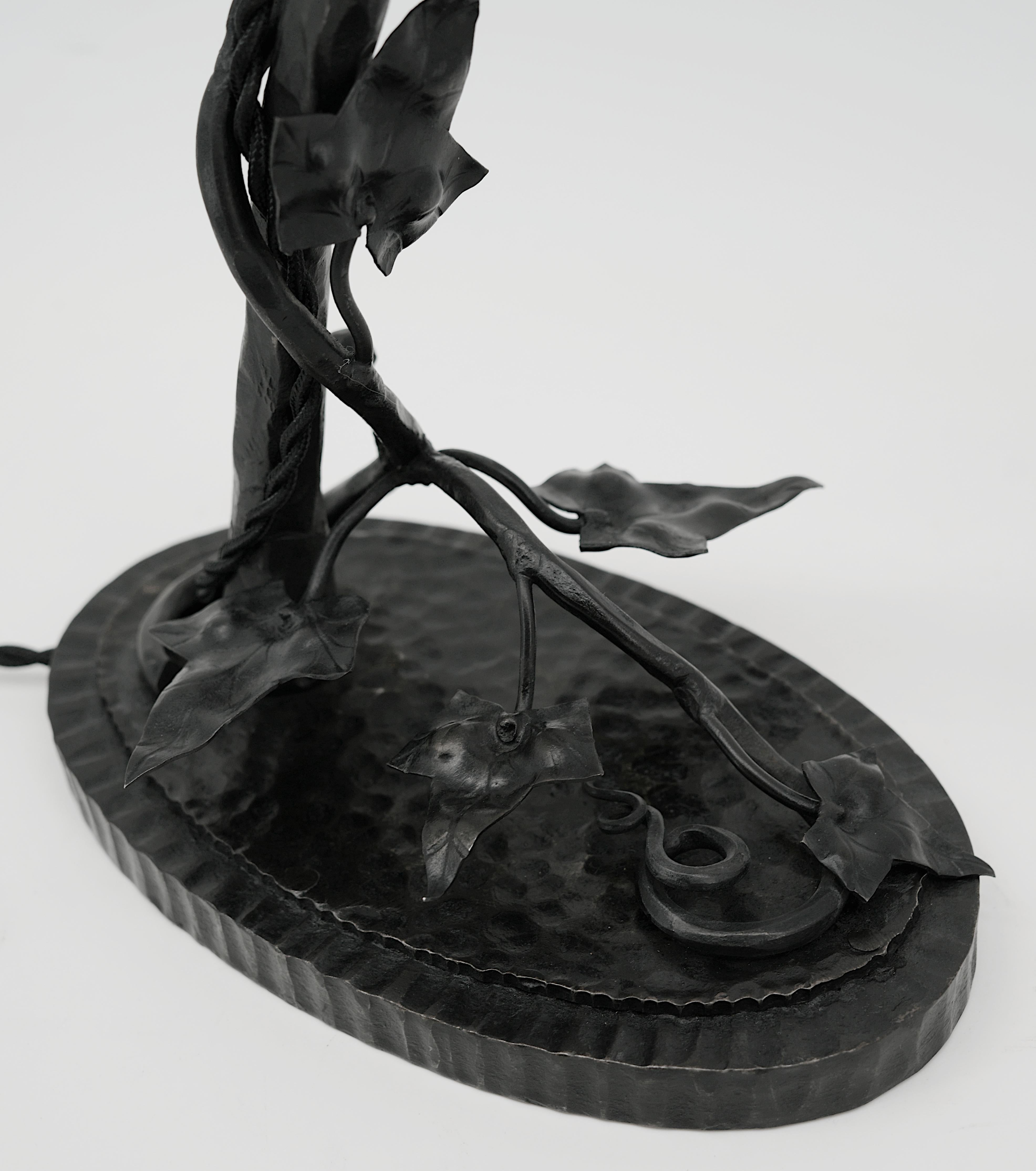 Andre DELATTE Französischer Art Deco Efeu-Tisch / Schreibtisch / Klavierlampe, 1920 im Angebot 2