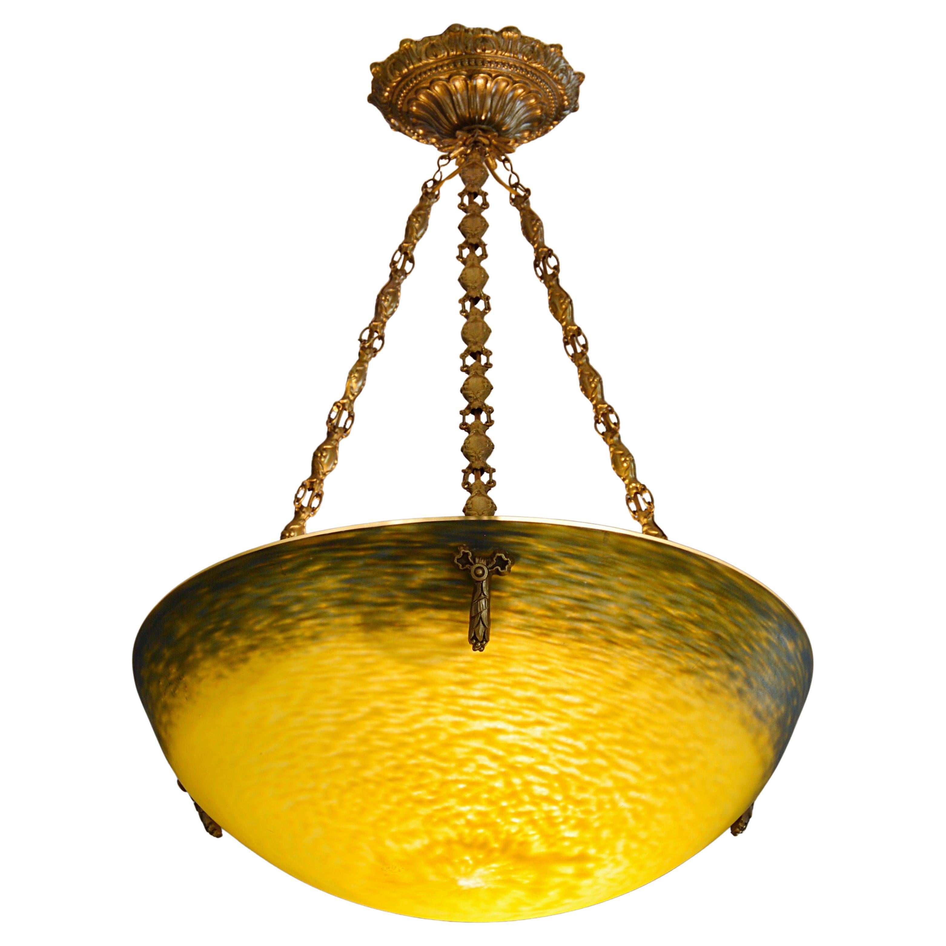 Andre Delatte Französischer Art Deco Hängeleuchter 1920 im Angebot