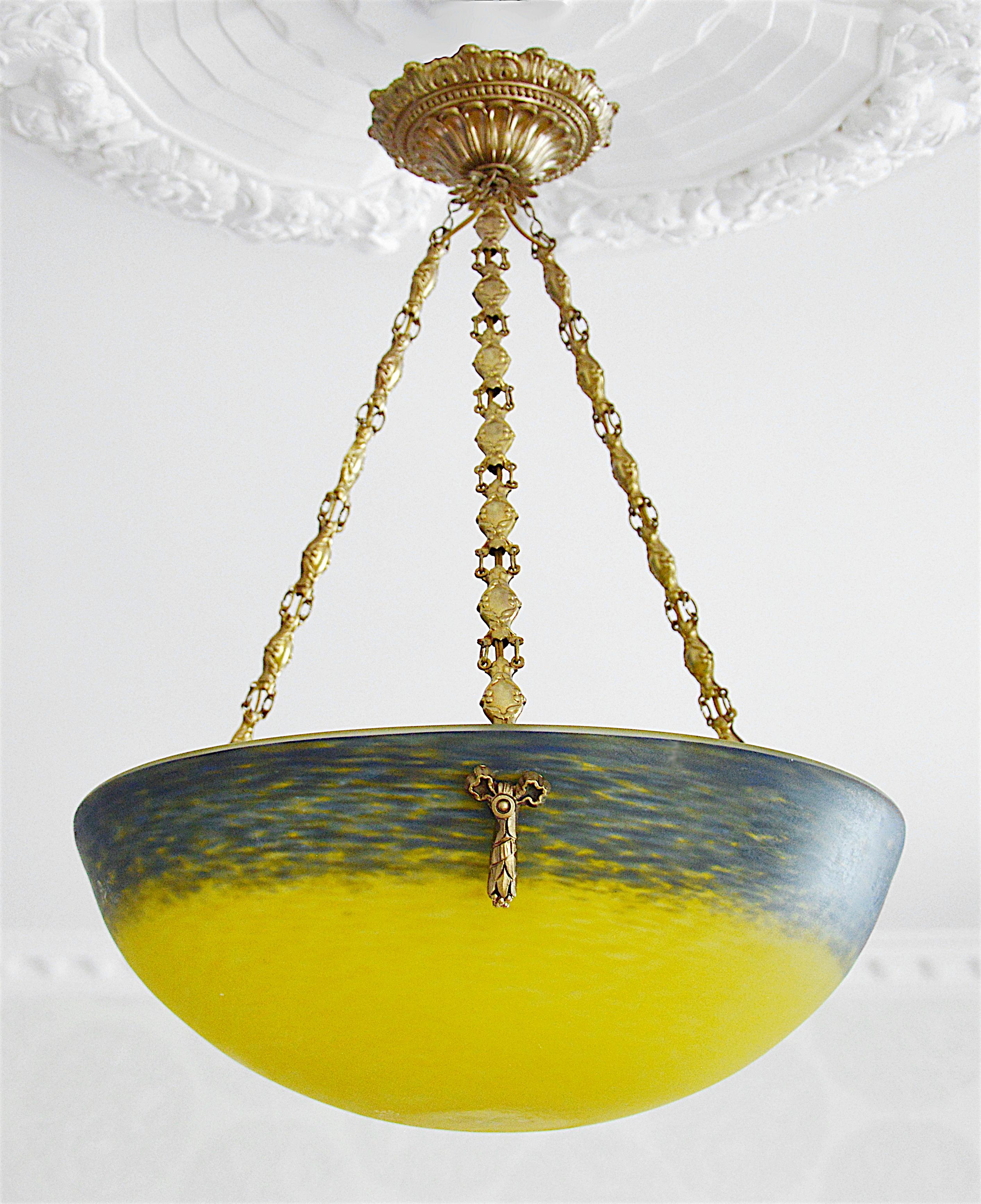 Andre Delatte French Art Deco Pendant Chandelier, 1920 For Sale 2