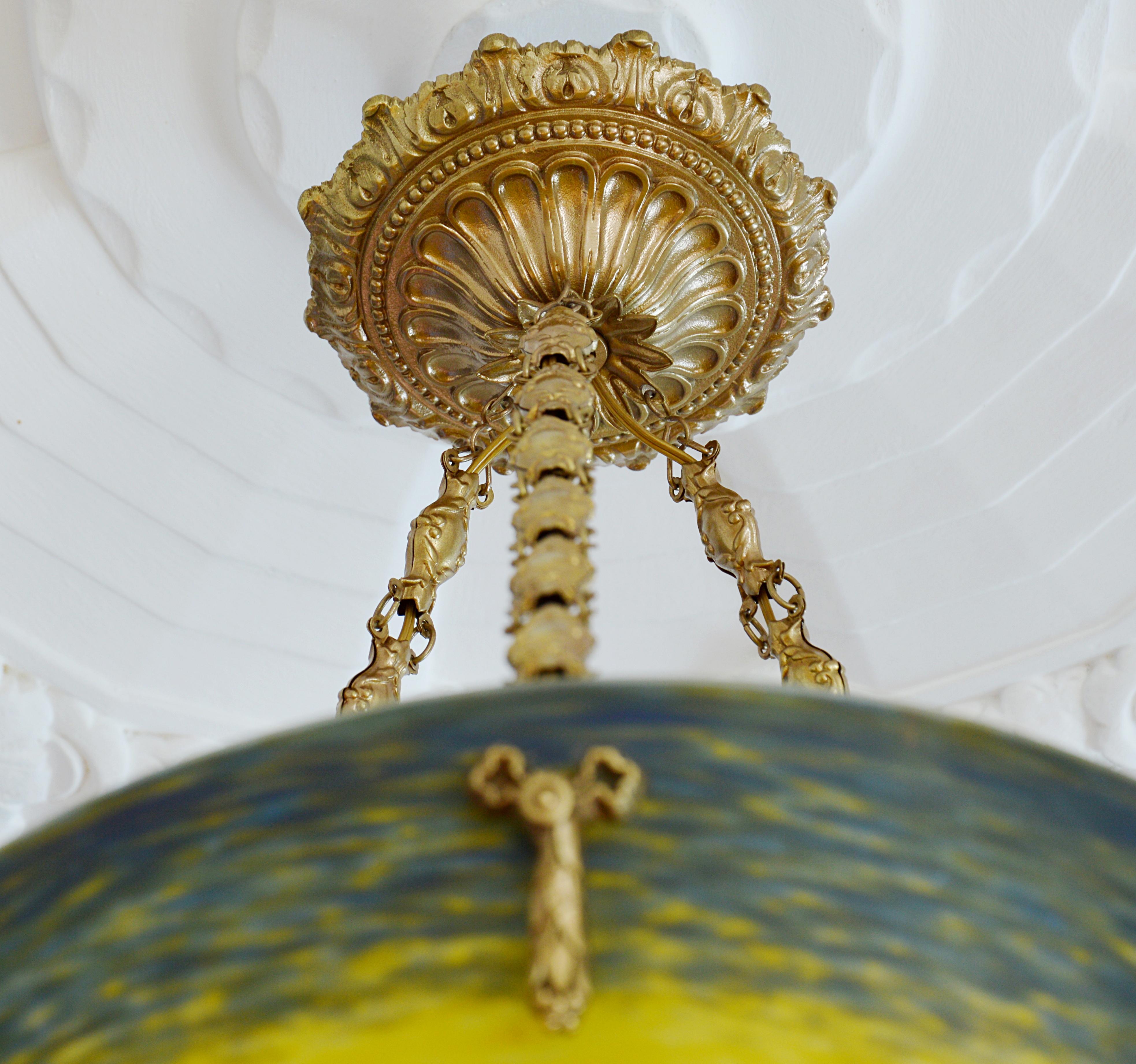 Andre Delatte French Art Deco Pendant Chandelier, 1920 For Sale 4