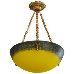 Andre Delatte French Art Deco Pendant Chandelier, Late 1920s