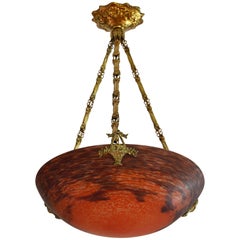 Andre Delatte French Art Deco Pendant Chandelier, Late 1920s