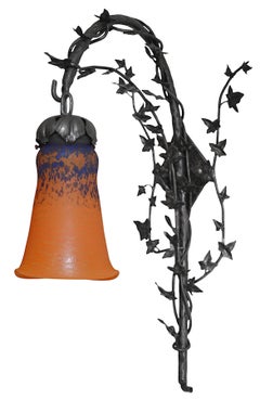 Andre Delatte Large French Art Deco Ivy Wall Sconce 1920