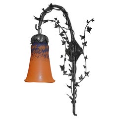 Andre Delatte Large French Art Deco Ivy Wall Sconce, 1920