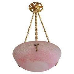 Andre Delatte Large French Art Deco Pendant Chandelier, Late 1920s