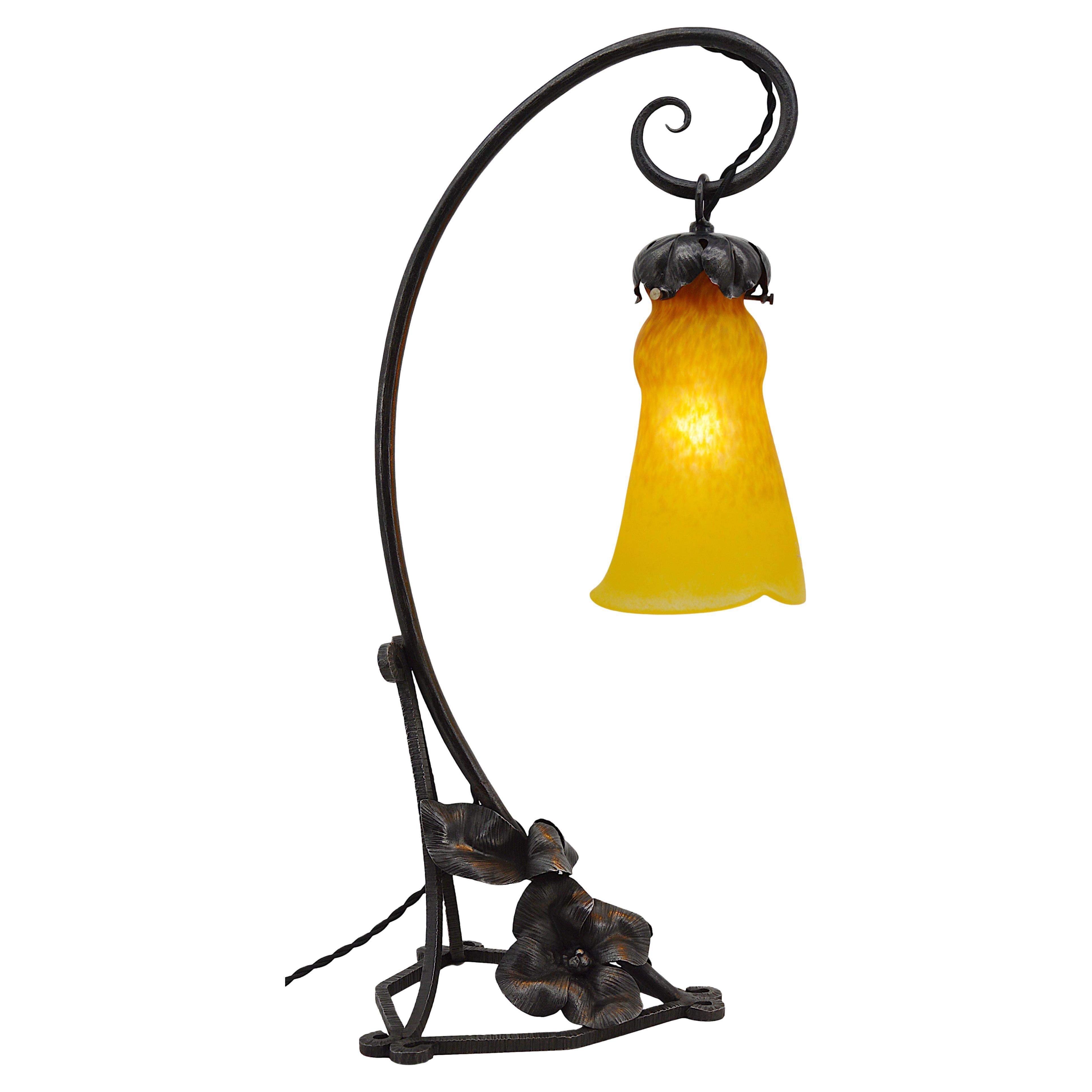 Andre Delatte, grande lampe de table Art déco rare, 1920