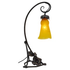 Andre Delatte, grande lampe de table Art déco rare, 1920