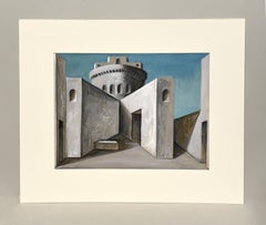 Une scène architecturale surréaliste saisissante, datant des années 1950 et du milieu du siècle dernier, / Design/One