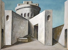 A Striking, 1950s Mid-Century Modern Surrealist Architectural Scene / Set Design