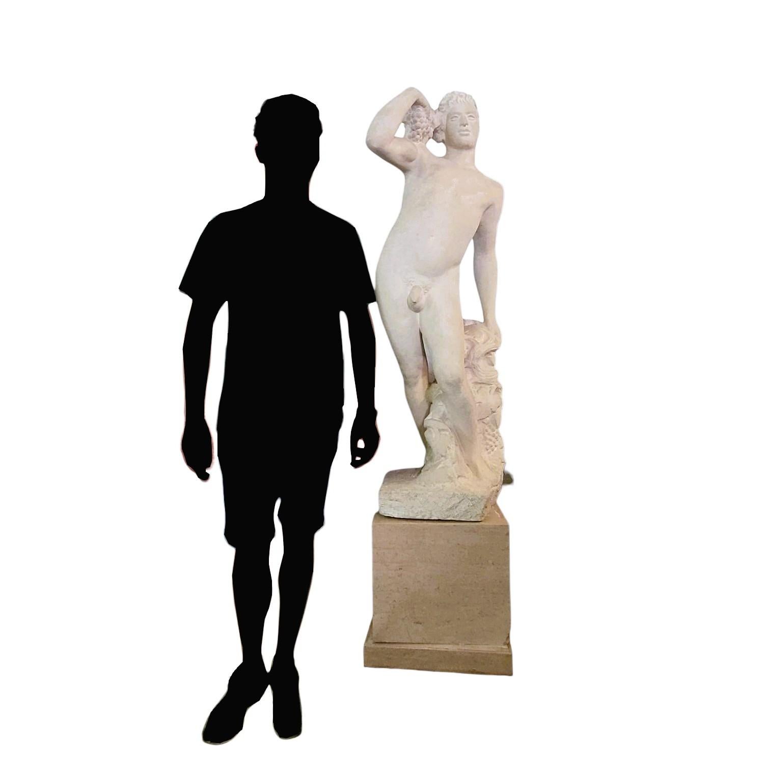 Pietra André Deluol, Uomo in piedi, scultura in pietra, XX secolo in vendita