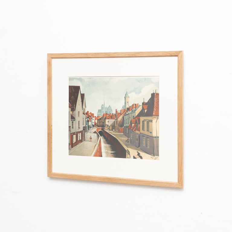 Original 'Amiens' color lithograph by André Derain.

Lithograph printed from an original painting made by the author in France, circa 1947.

Published by Mourlot in Les Fauves in 1970, Paris. 

Framed and signed in the stone.

In good