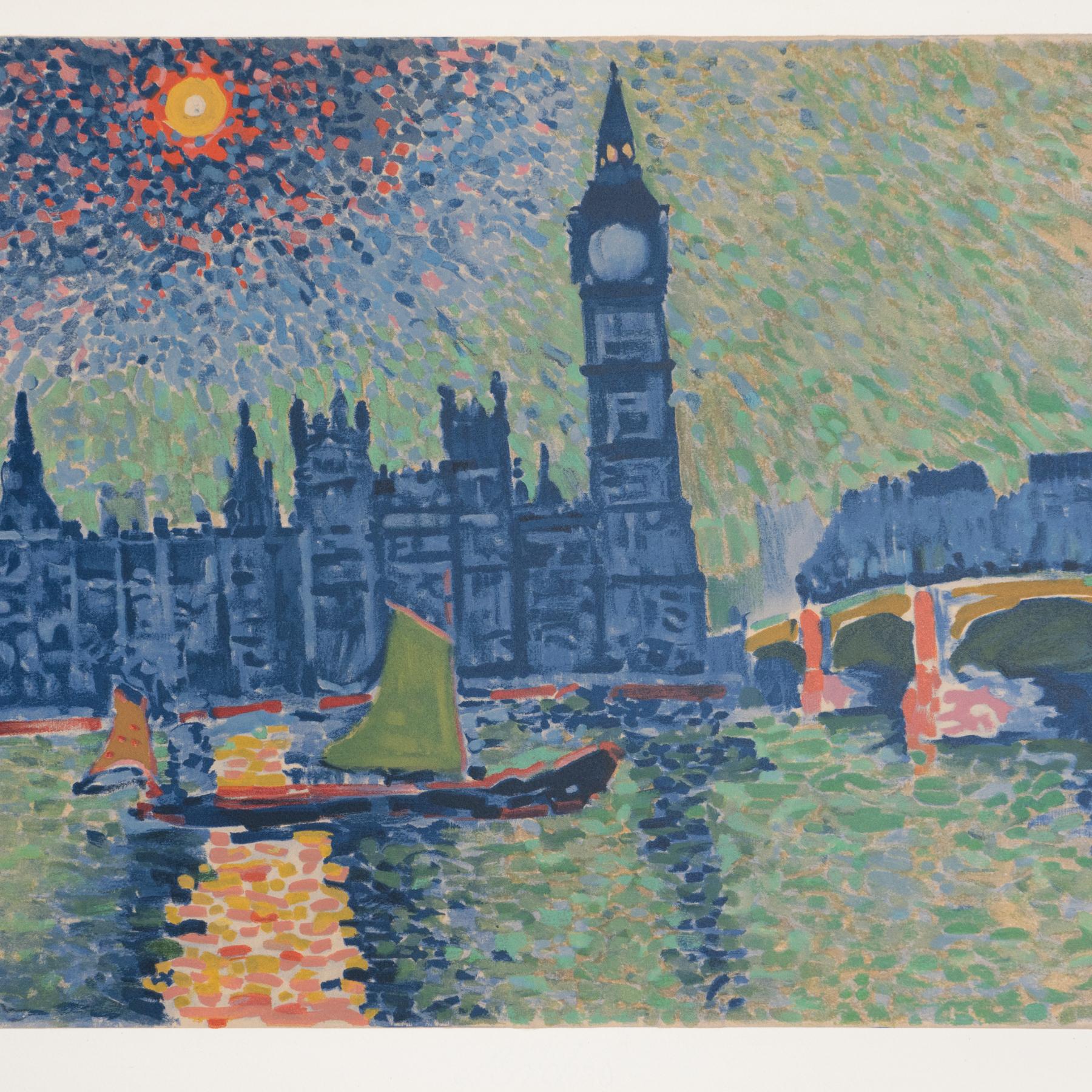 Gerahmte „Big Ben“-Farblithografie von Andr Derain, um 1972 im Zustand „Gut“ im Angebot in Barcelona, Barcelona