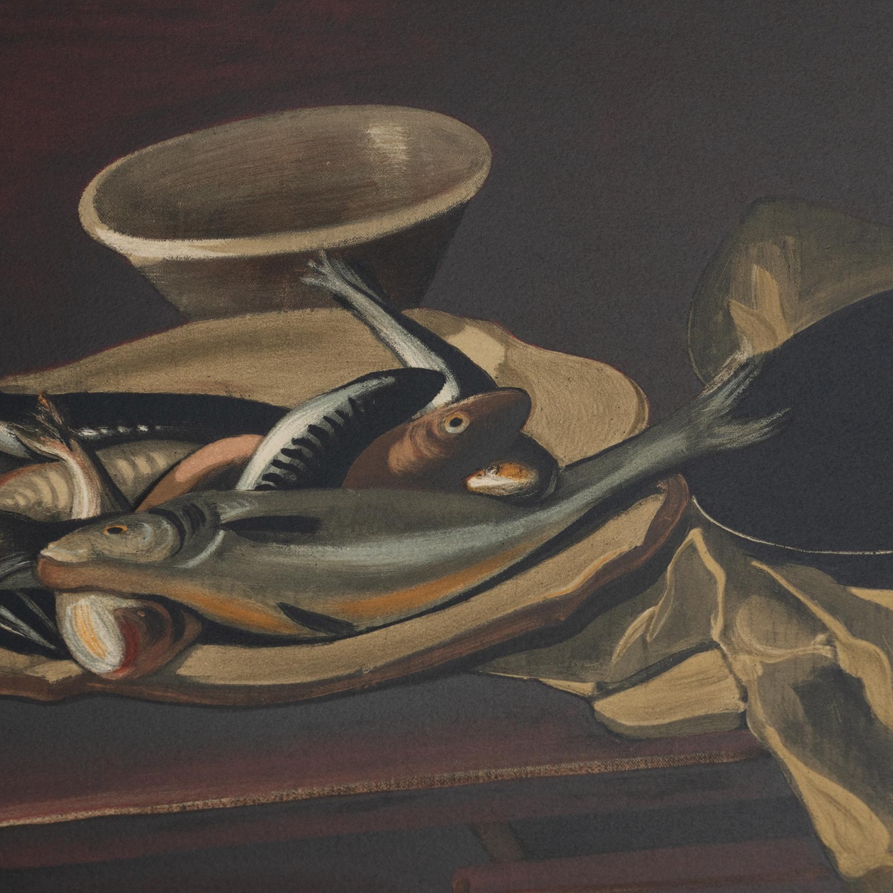 Andr Derain Gerahmte „Fisch und Stillleben“ Farblithografie, um 1970 im Zustand „Gut“ im Angebot in Barcelona, Barcelona