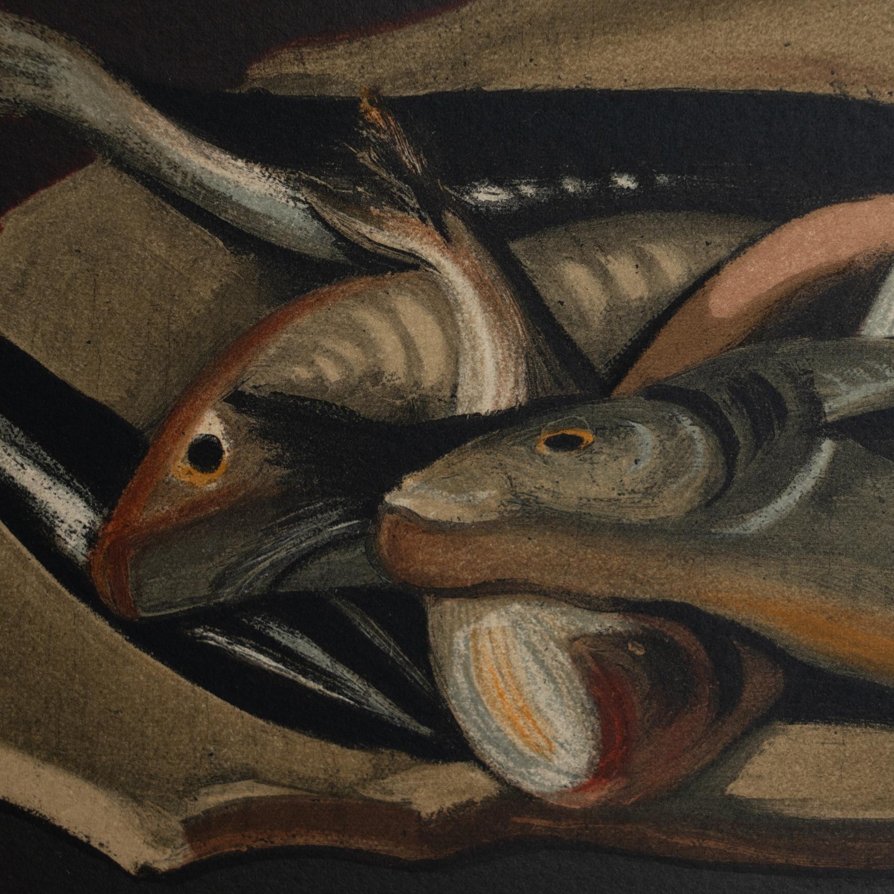 Andr Derain Gerahmte „Fisch und Stillleben“ Farblithografie, um 1970 (Papier) im Angebot